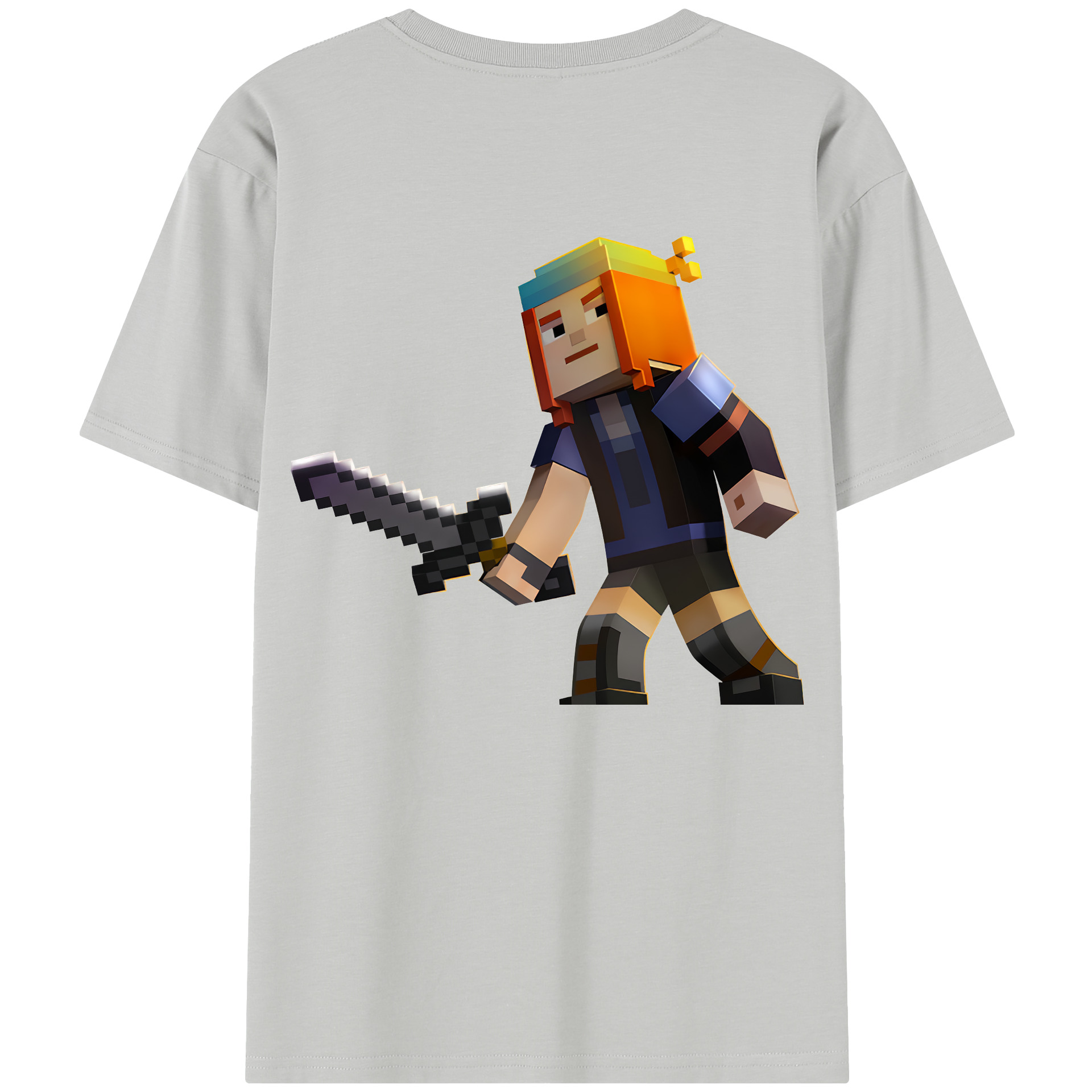 （画像用） マインクラフト ブロックの世界 Minecraft MC Block world レディース半袖Tシャツ(バックプリント)