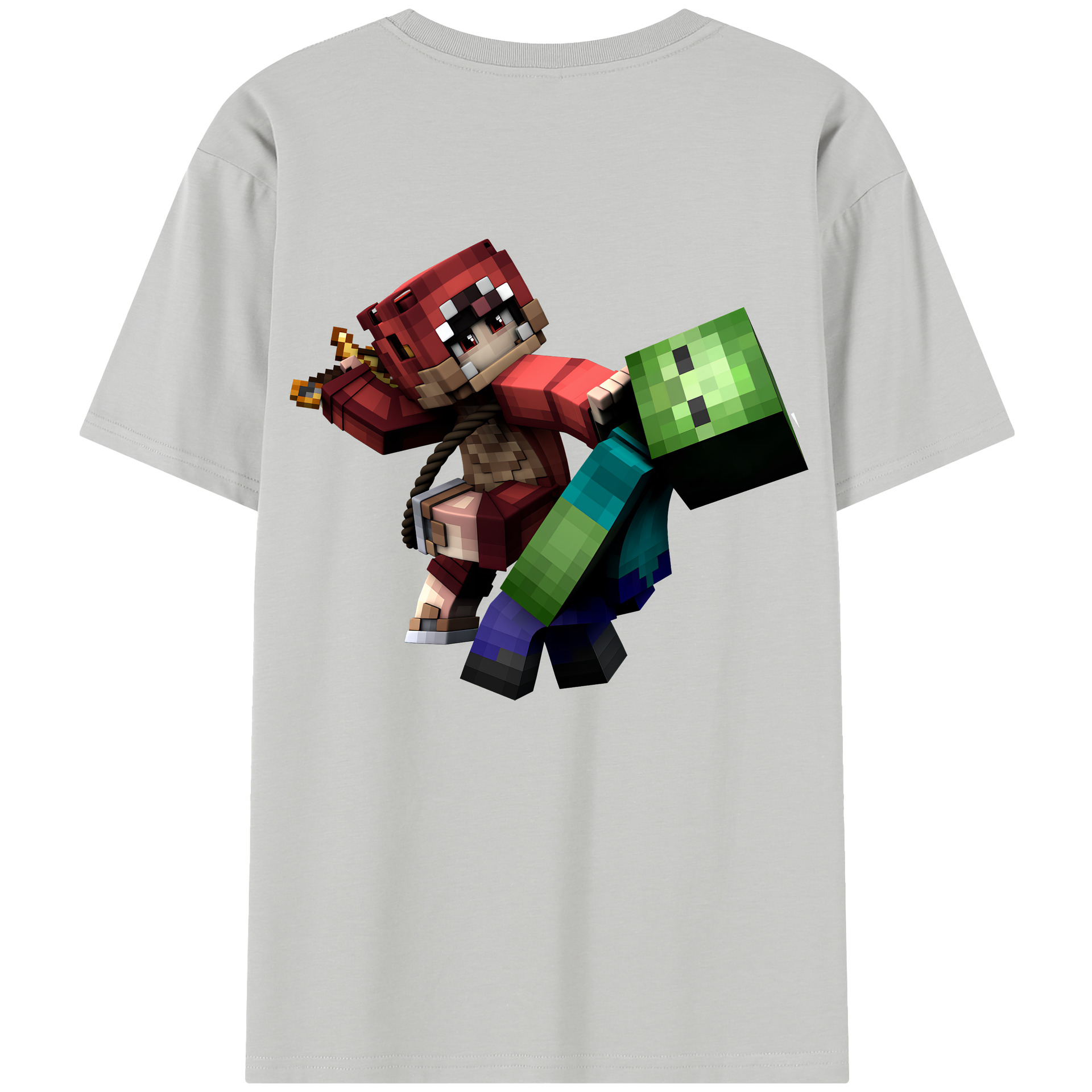 （画像用） マインクラフト ブロックの世界 Minecraft MC Block world レディース半袖Tシャツ(バックプリント)
