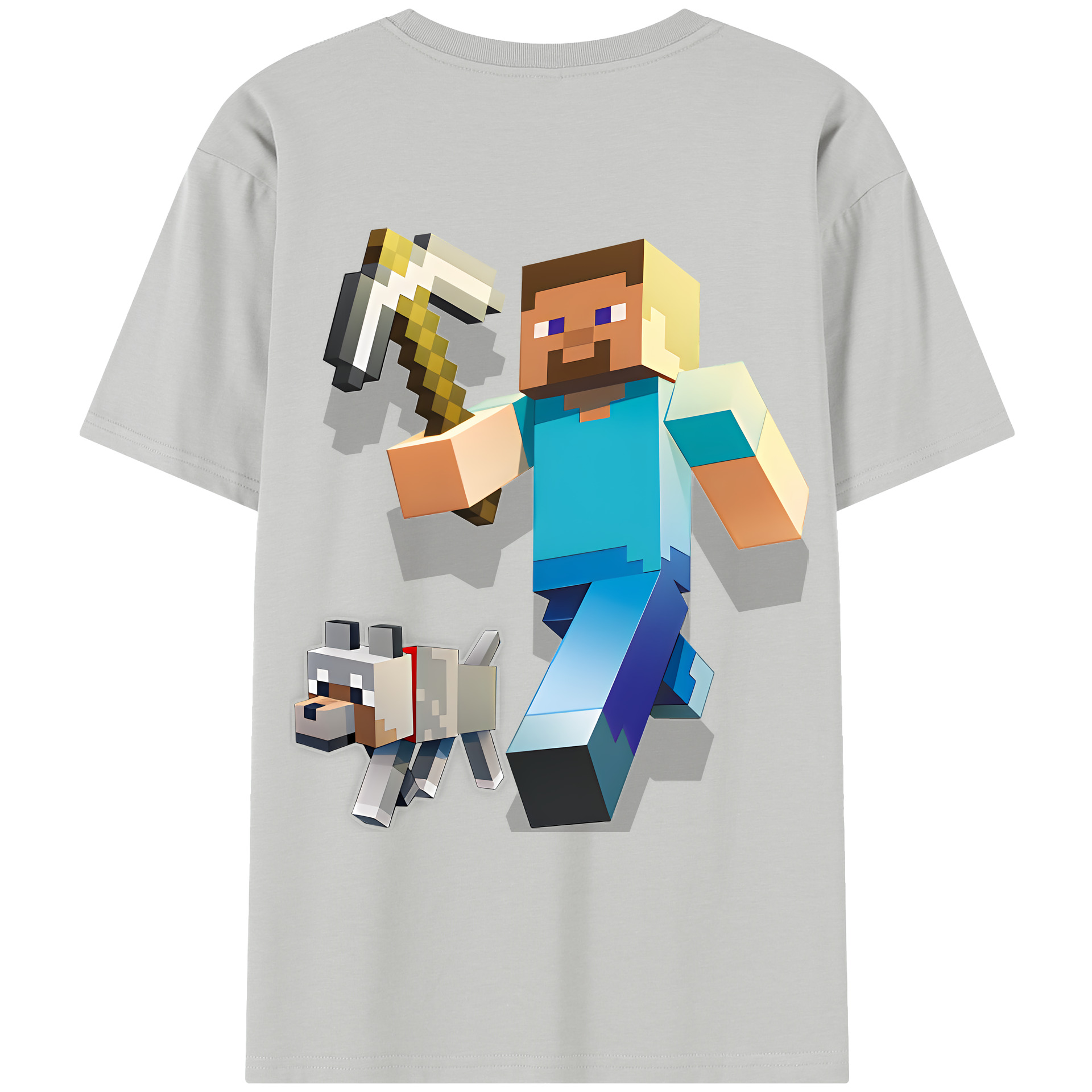 （画像用） マインクラフト ブロックの世界 Minecraft MC Block world レディース半袖Tシャツ(バックプリント)