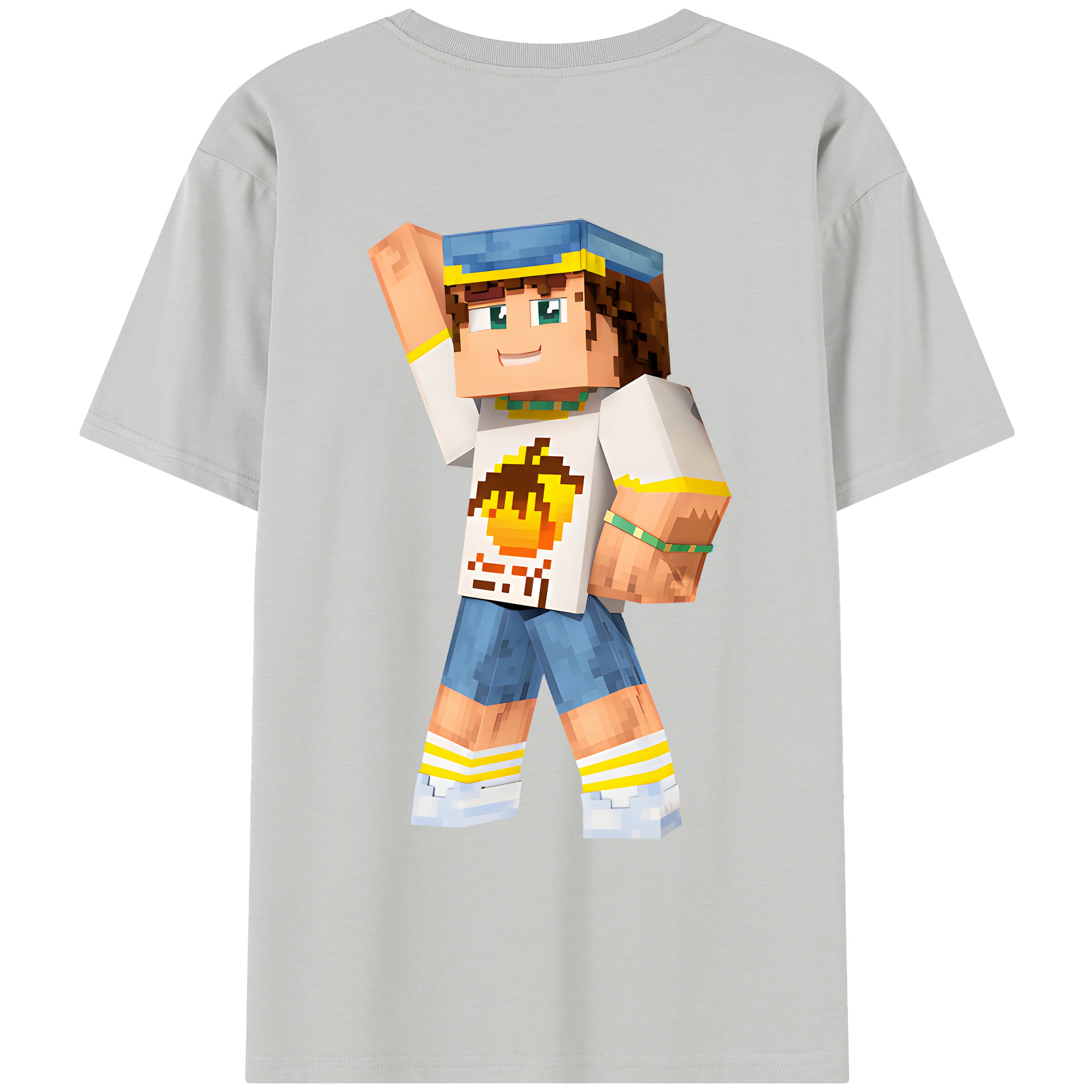 （画像用） マインクラフト ブロックの世界 Minecraft MC Block world レディース半袖Tシャツ(バックプリント)