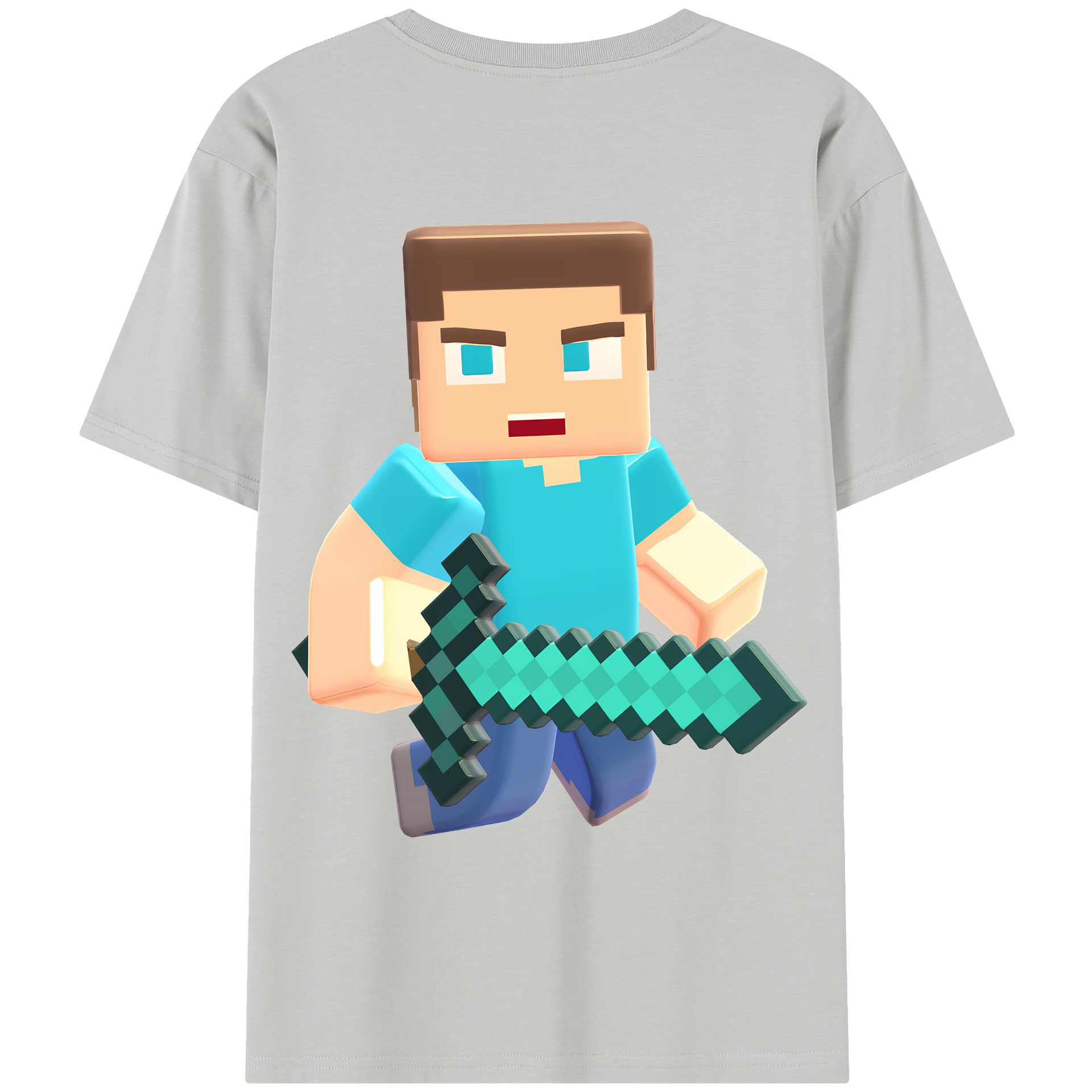 （画像用） マインクラフト ブロックの世界 Minecraft MC Block world レディース半袖Tシャツ(バックプリント)