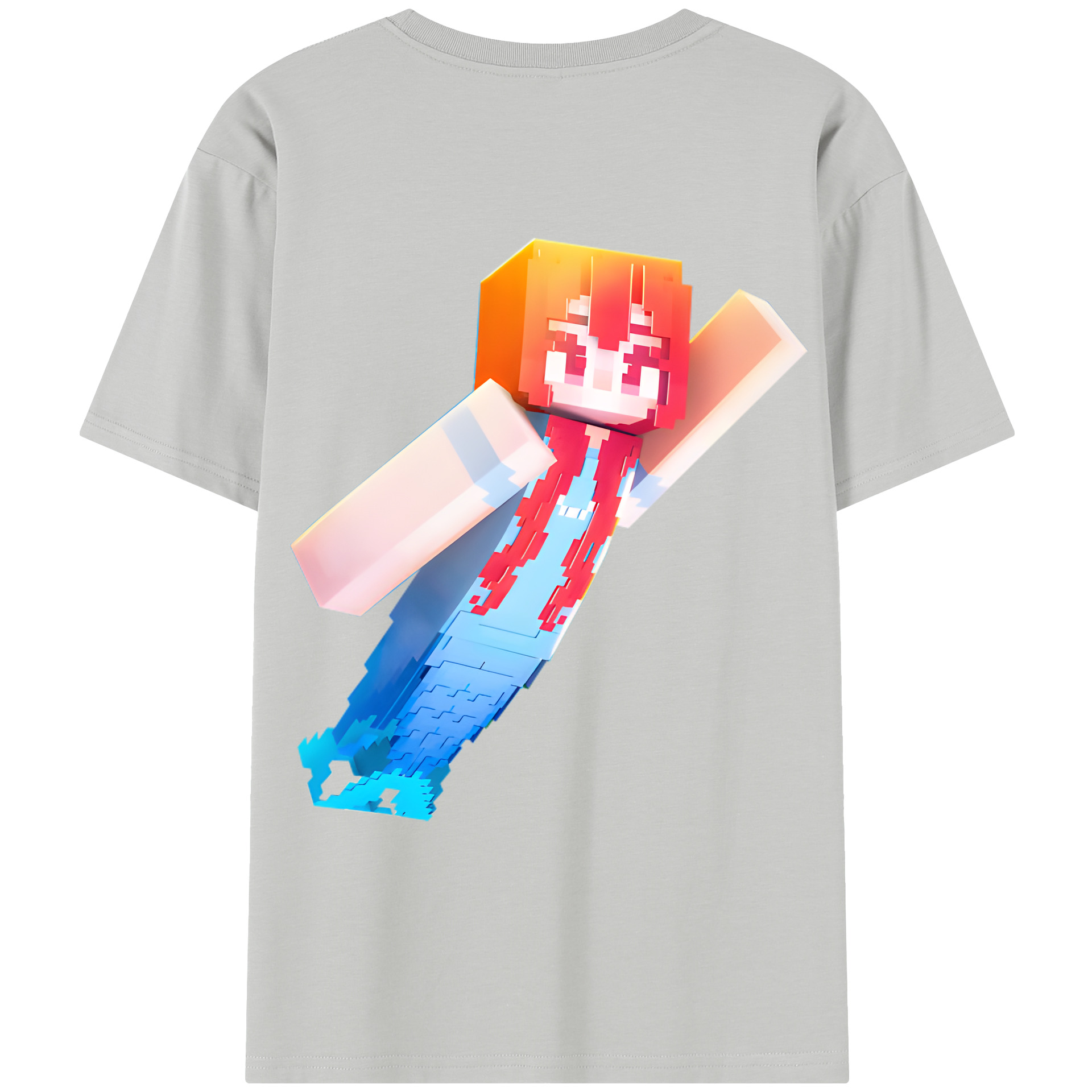 （画像用） マインクラフト ブロックの世界 Minecraft MC Block world レディース半袖Tシャツ(バックプリント)