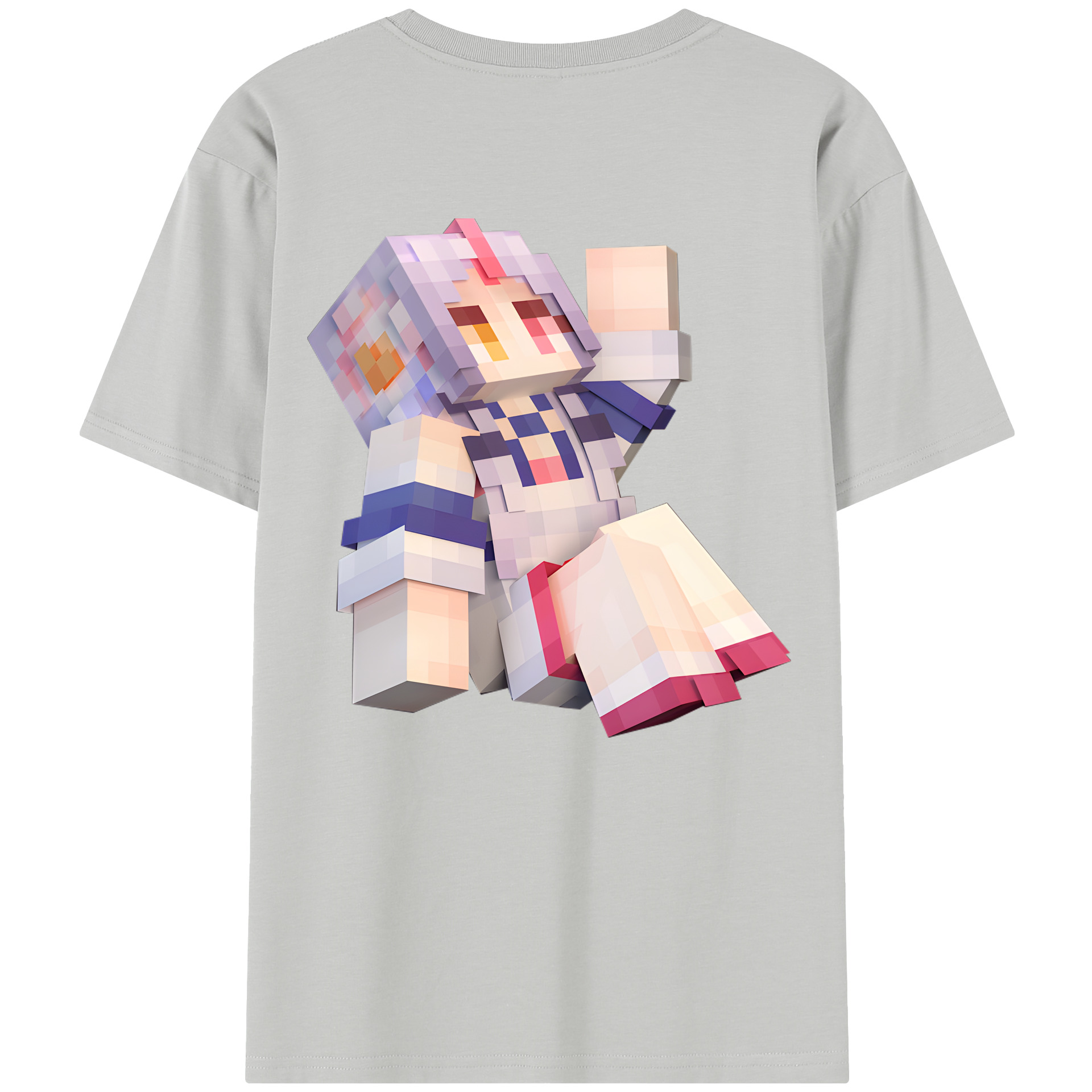 （画像用） マインクラフト ブロックの世界 Minecraft MC Block world レディース半袖Tシャツ(バックプリント)