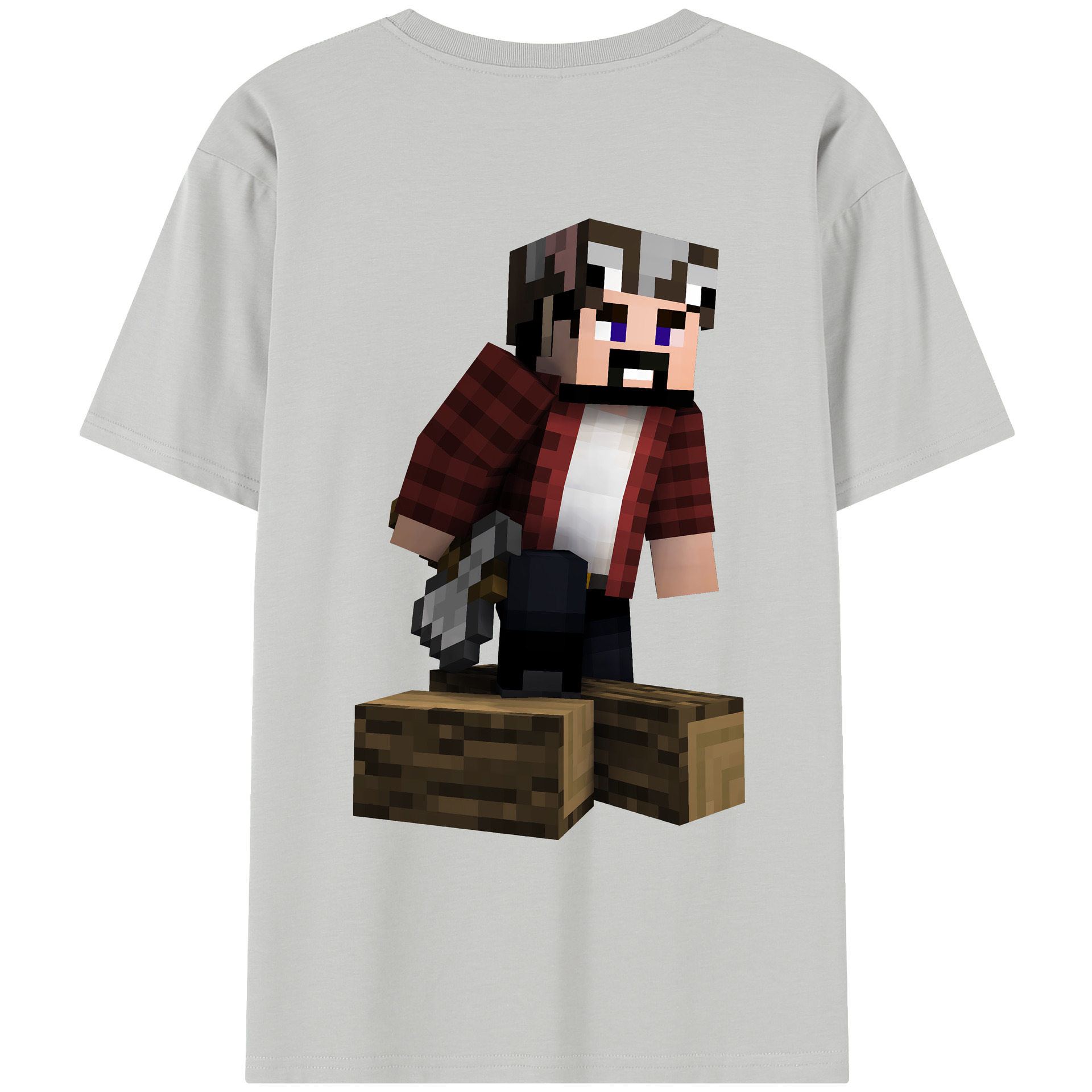 （画像用） マインクラフト ブロックの世界 Minecraft MC Block world レディース半袖Tシャツ(バックプリント)