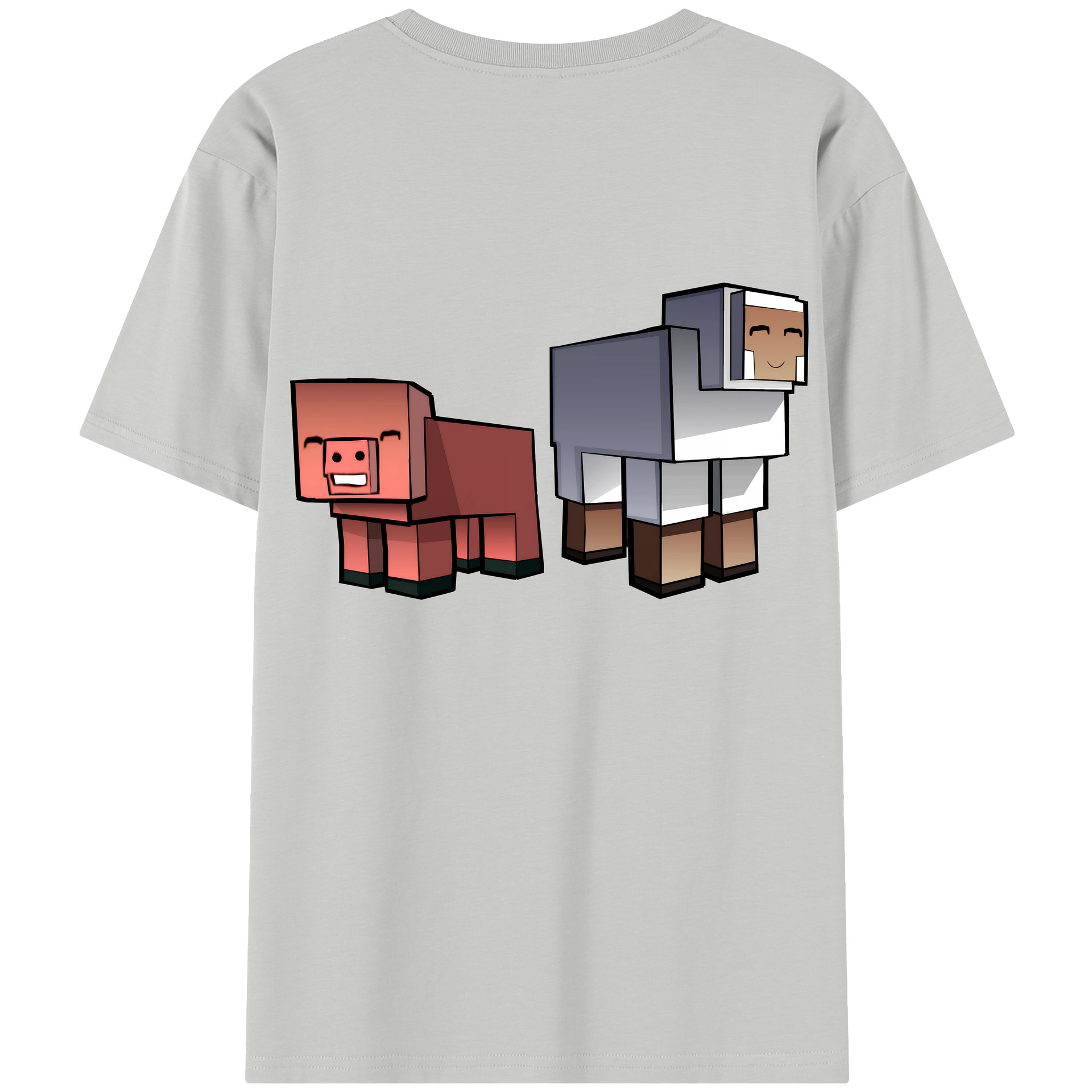 （画像用） マインクラフト ブロックの世界 Minecraft MC Block world レディース半袖Tシャツ(バックプリント)