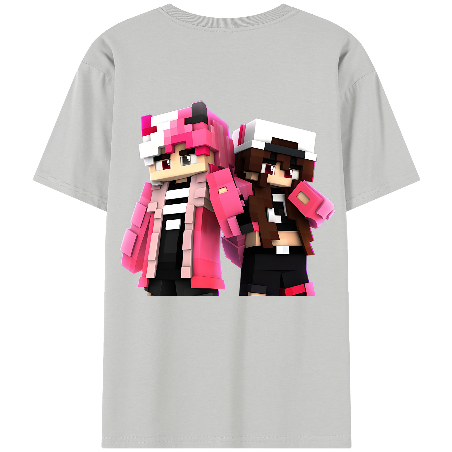 （画像用） マインクラフト ブロックの世界 Minecraft MC Block world レディース半袖Tシャツ(バックプリント)
