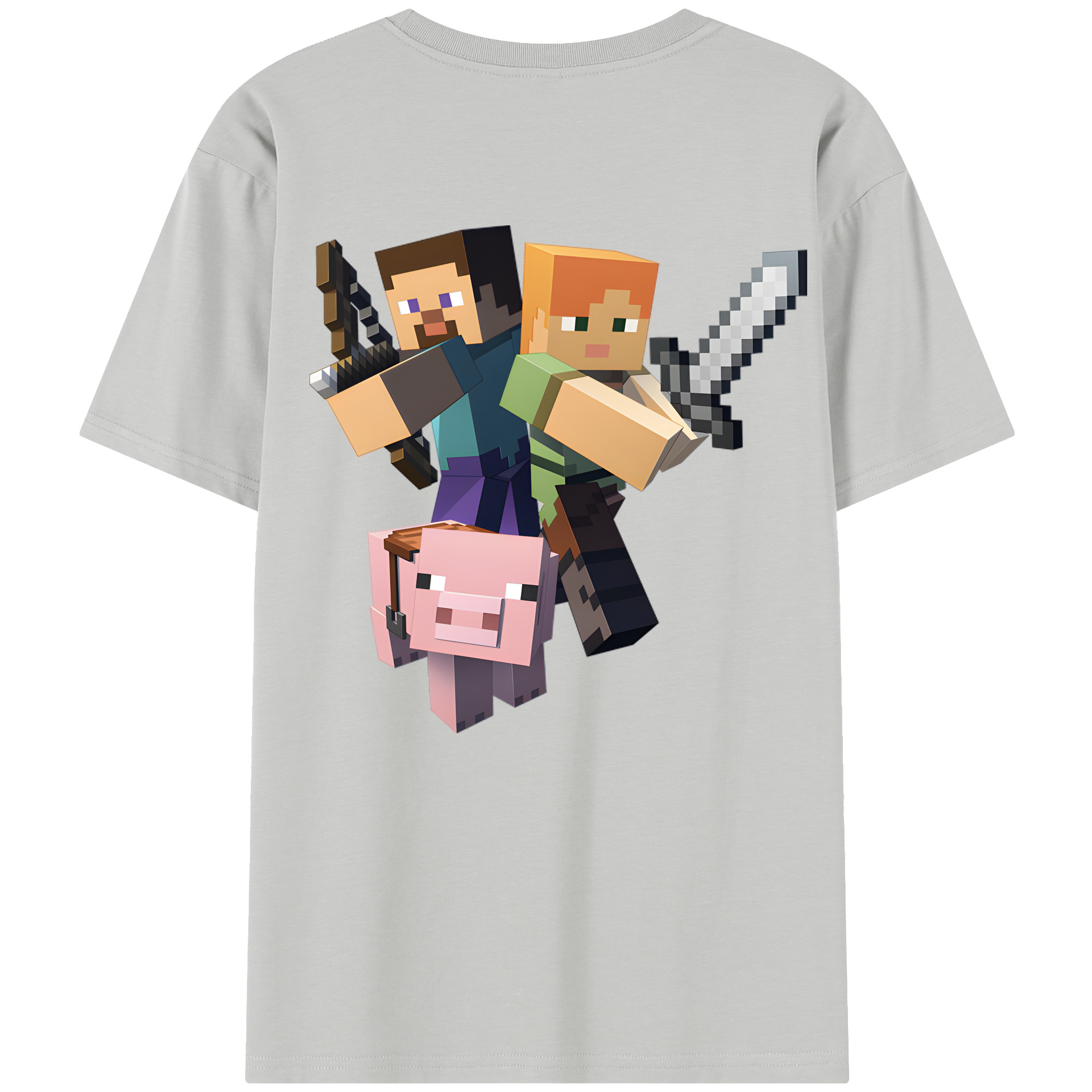 （画像用） マインクラフト ブロックの世界 Minecraft MC Block world レディース半袖Tシャツ(バックプリント)