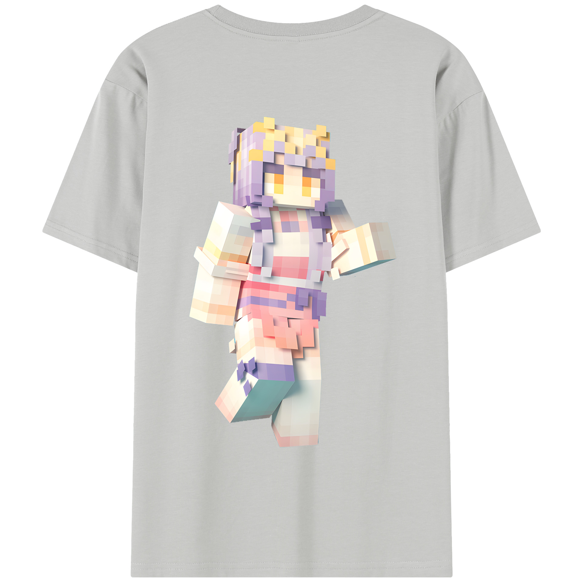 （画像用） マインクラフト ブロックの世界 Minecraft MC Block world レディース半袖Tシャツ(バックプリント)