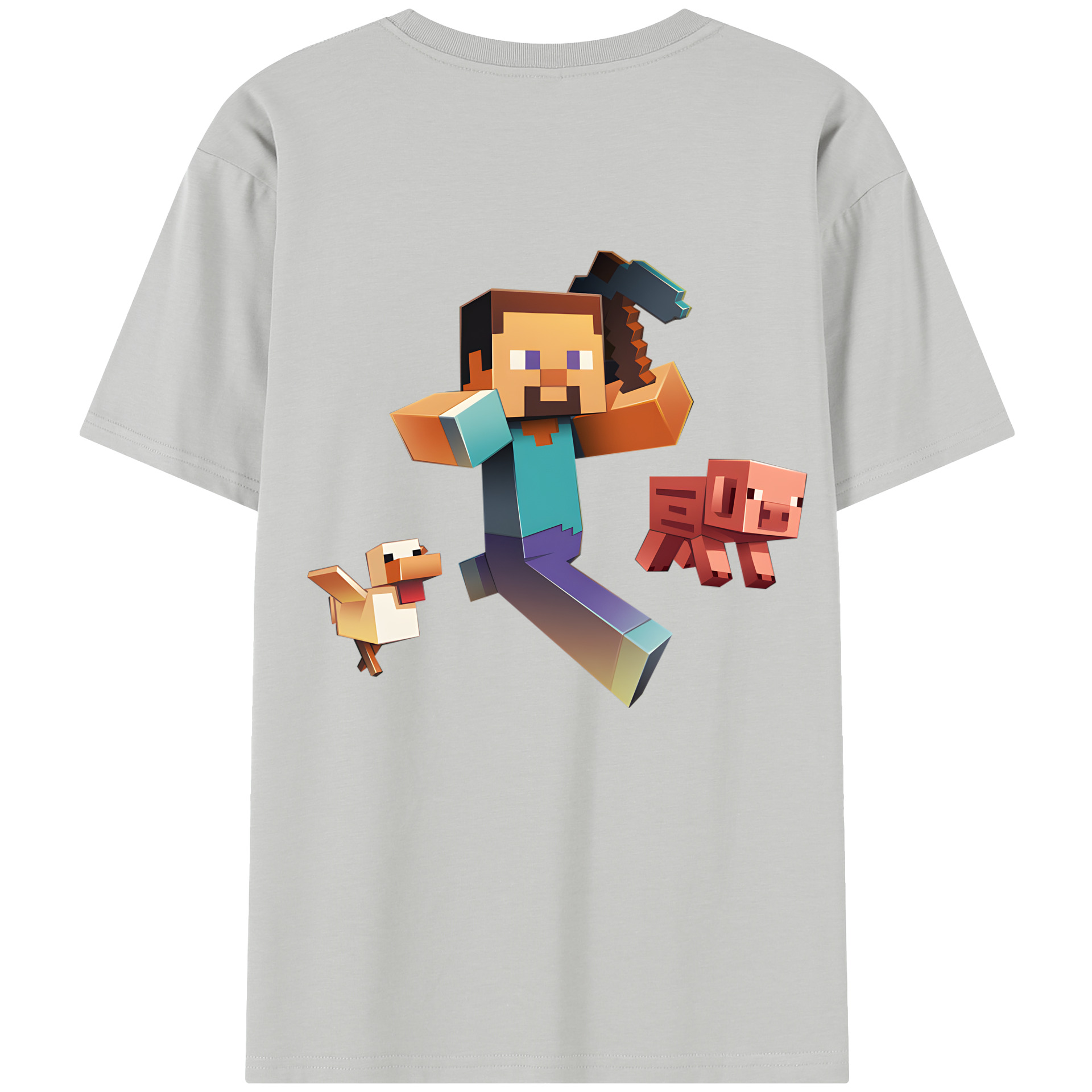 （画像用） マインクラフト ブロックの世界 Minecraft MC Block world レディース半袖Tシャツ(バックプリント)