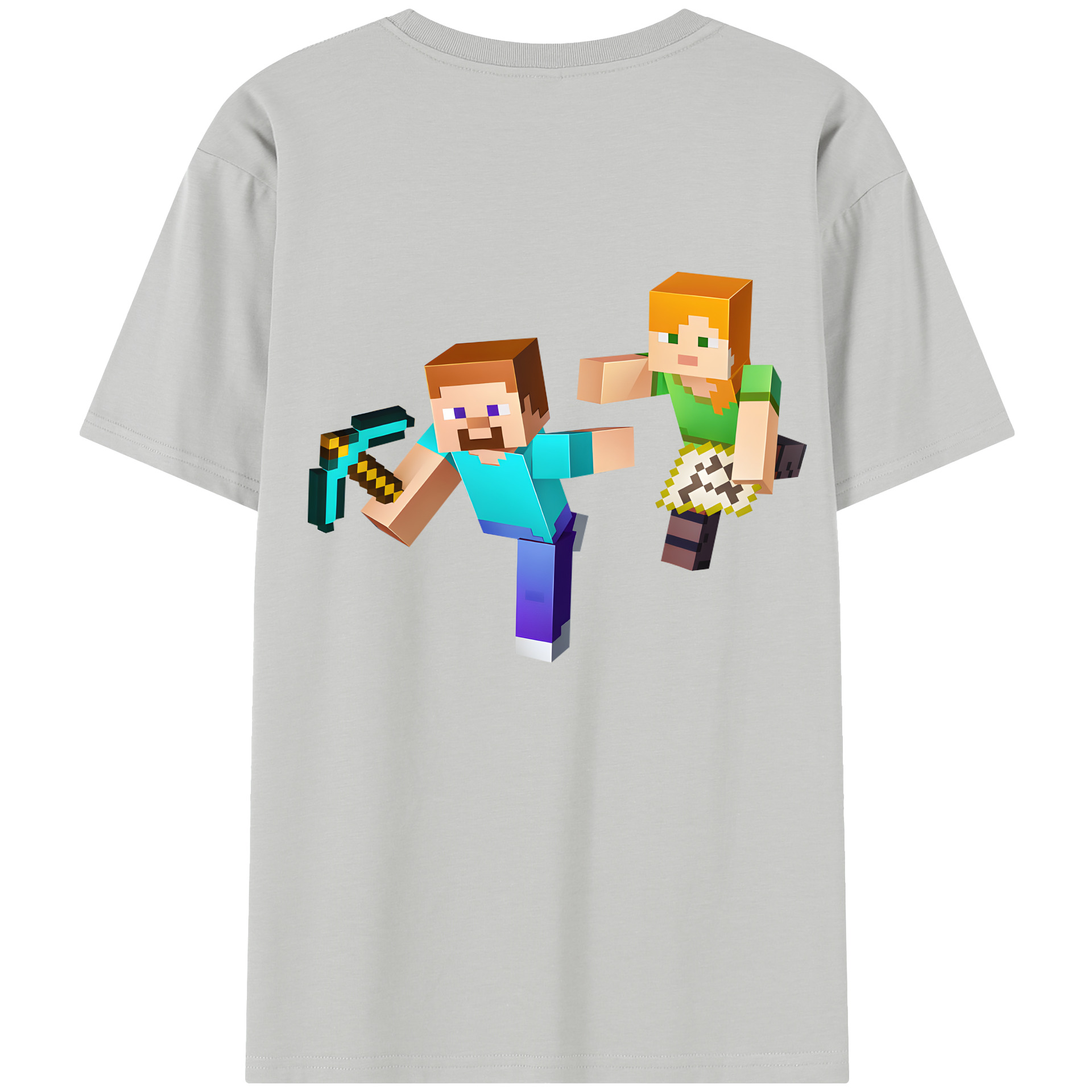 （画像用） マインクラフト ブロックの世界 Minecraft MC Block world レディース半袖Tシャツ(バックプリント)
