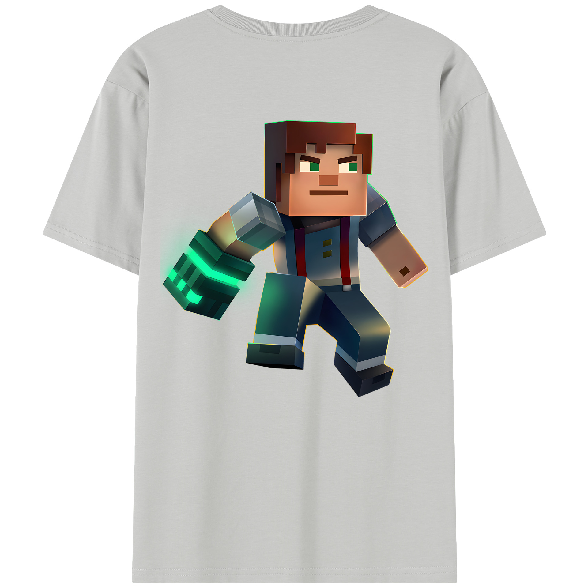 （画像用） マインクラフト ブロックの世界 Minecraft MC Block world レディース半袖Tシャツ(バックプリント)