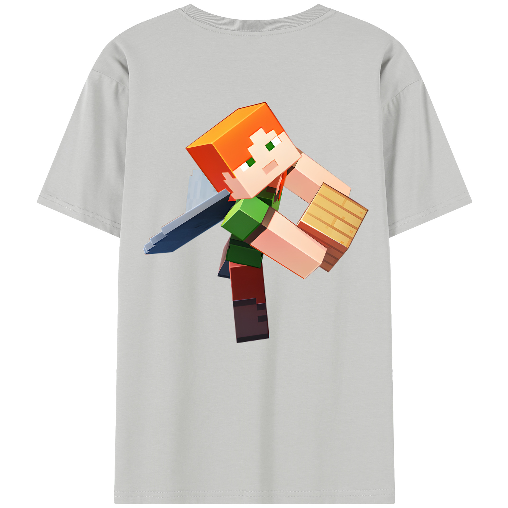 （画像用） マインクラフト ブロックの世界 Minecraft MC Block world レディース半袖Tシャツ(バックプリント)