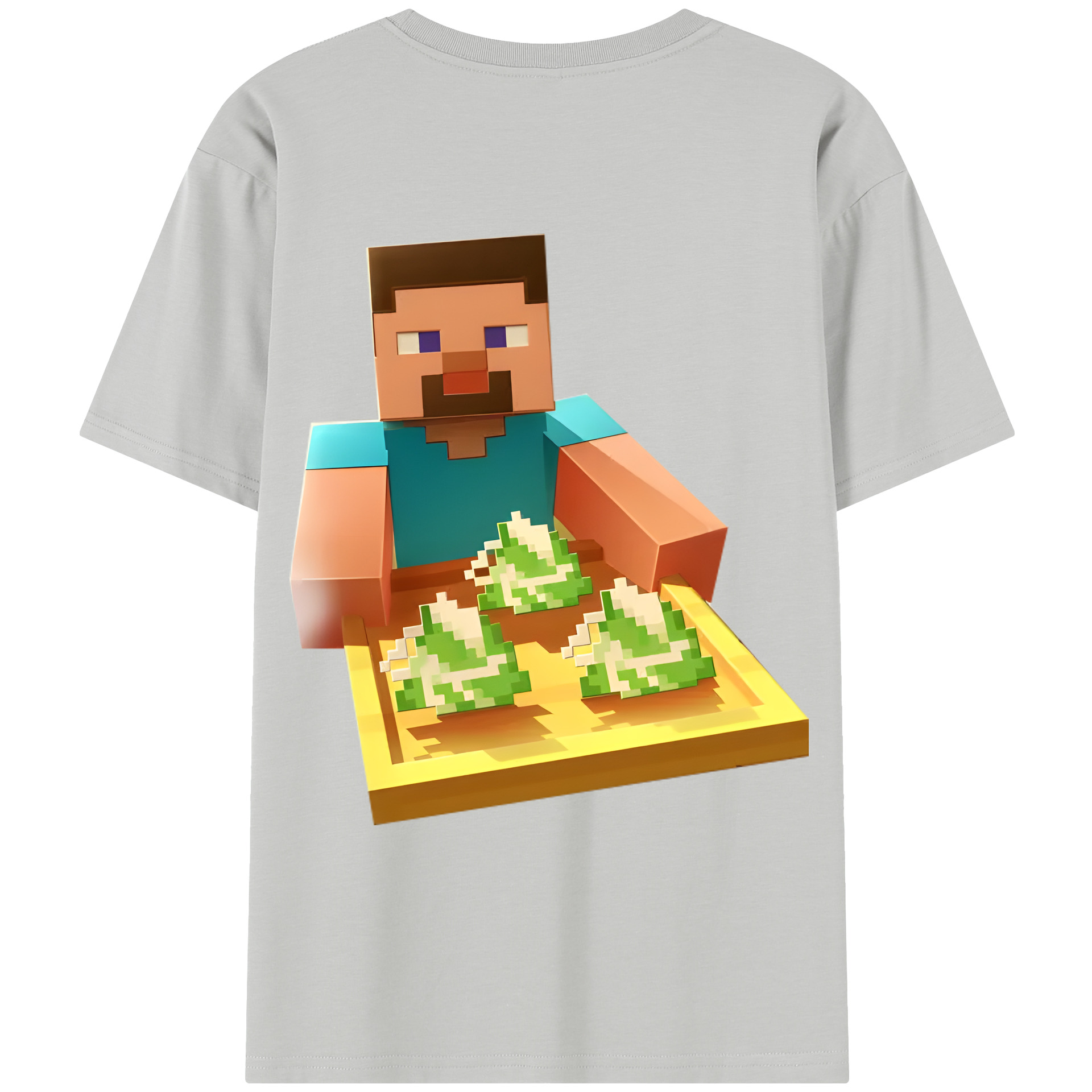 （画像用） マインクラフト ブロックの世界 Minecraft MC Block world レディース半袖Tシャツ(バックプリント)