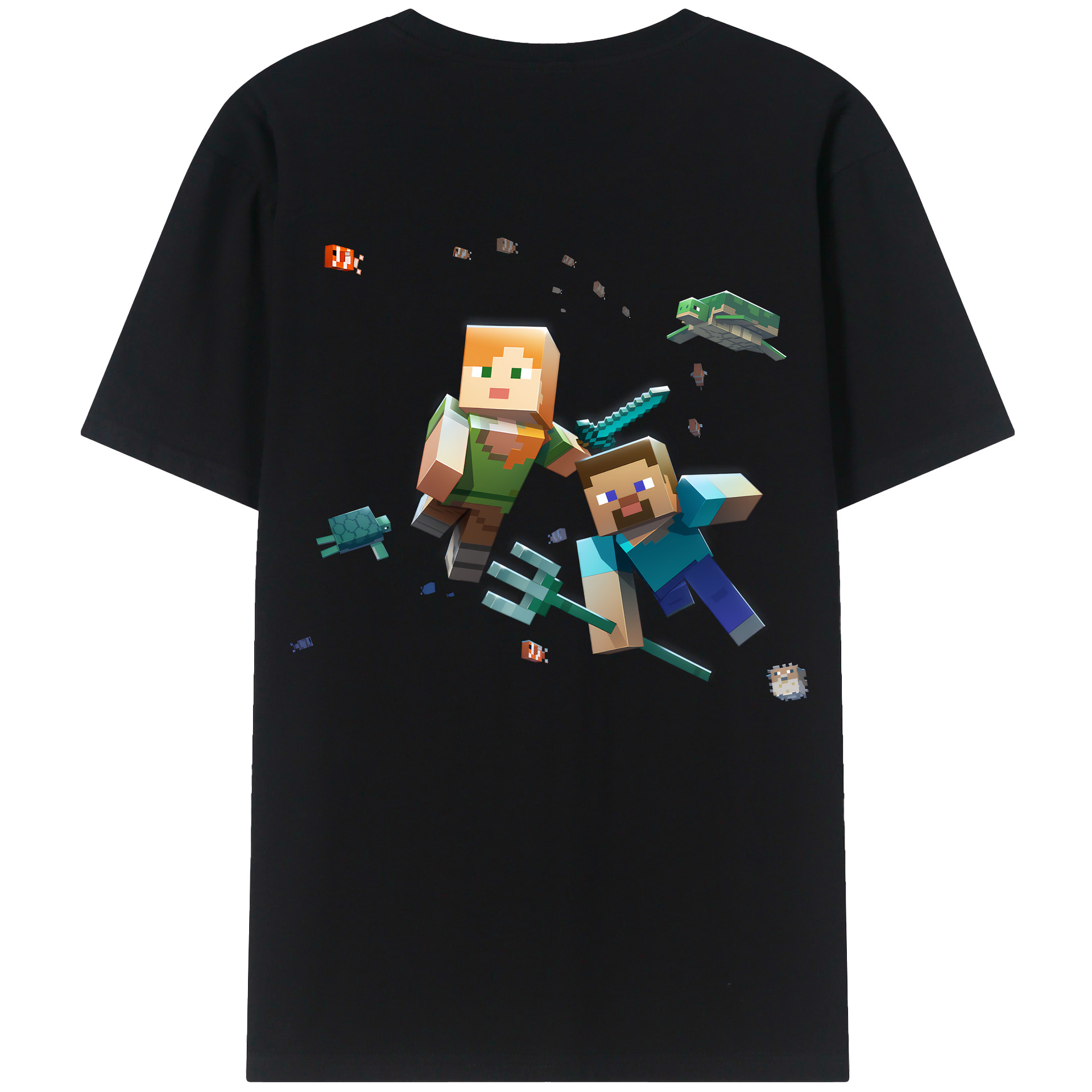 （画像用） マインクラフト ブロックの世界 Minecraft MC Block world レディース半袖Tシャツ(バックプリント)