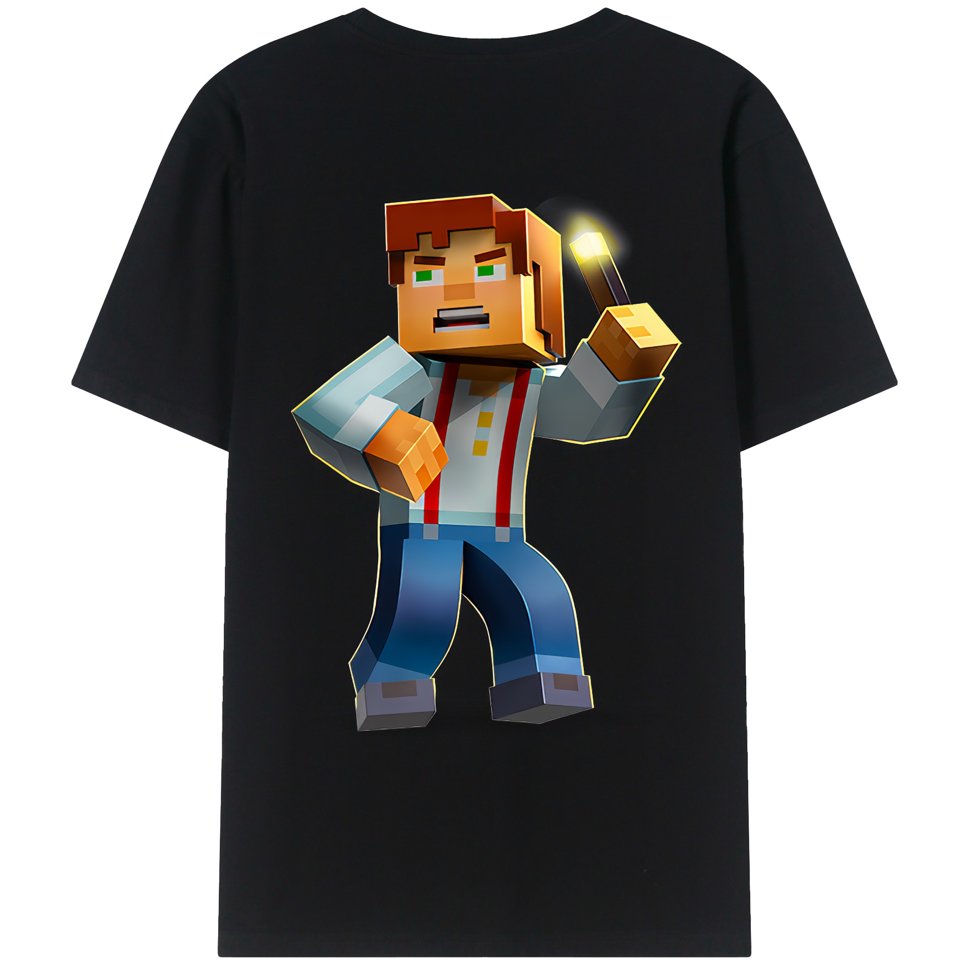 （画像用） マインクラフト ブロックの世界 Minecraft MC Block world レディース半袖Tシャツ(バックプリント)