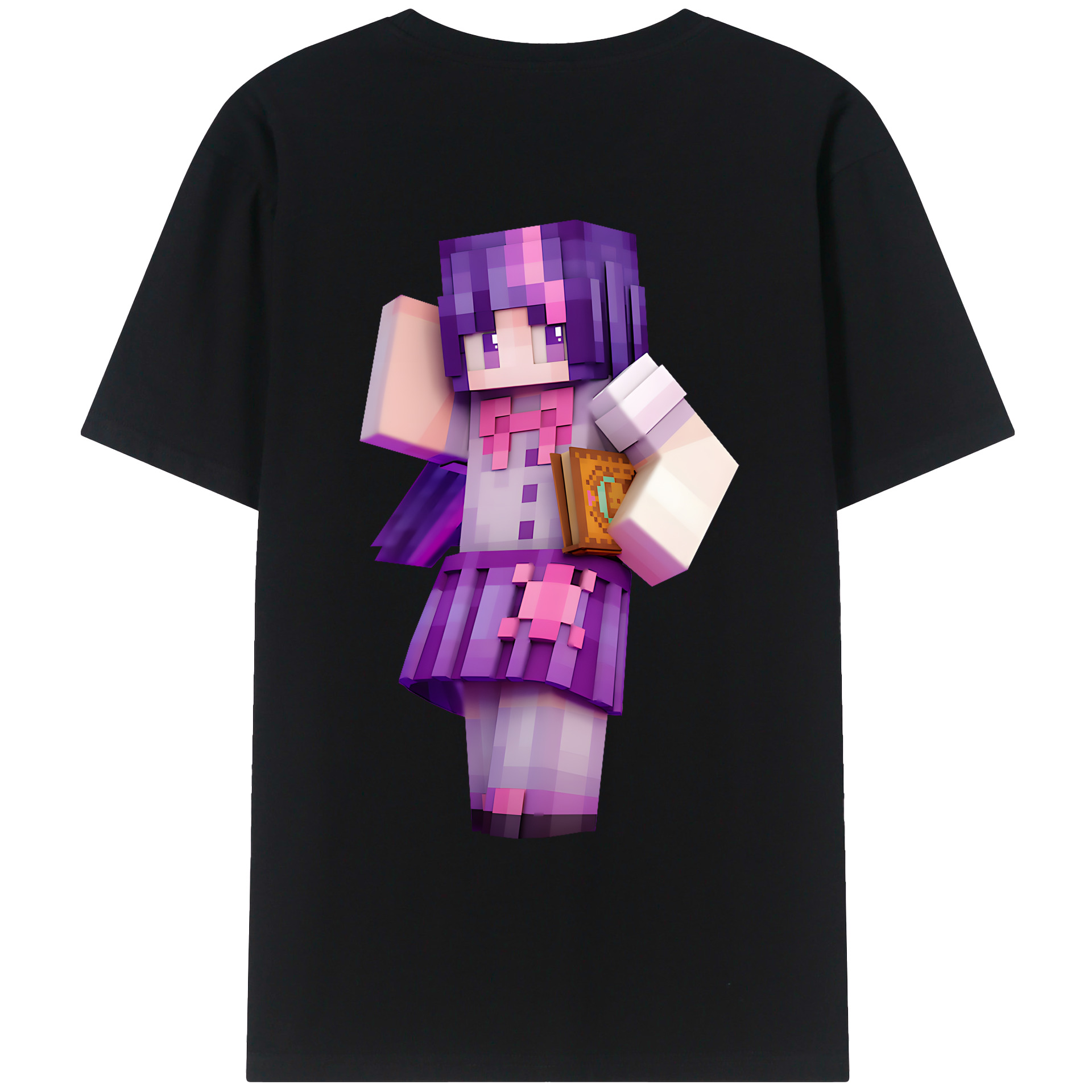 （画像用） マインクラフト ブロックの世界 Minecraft MC Block world レディース半袖Tシャツ(バックプリント)