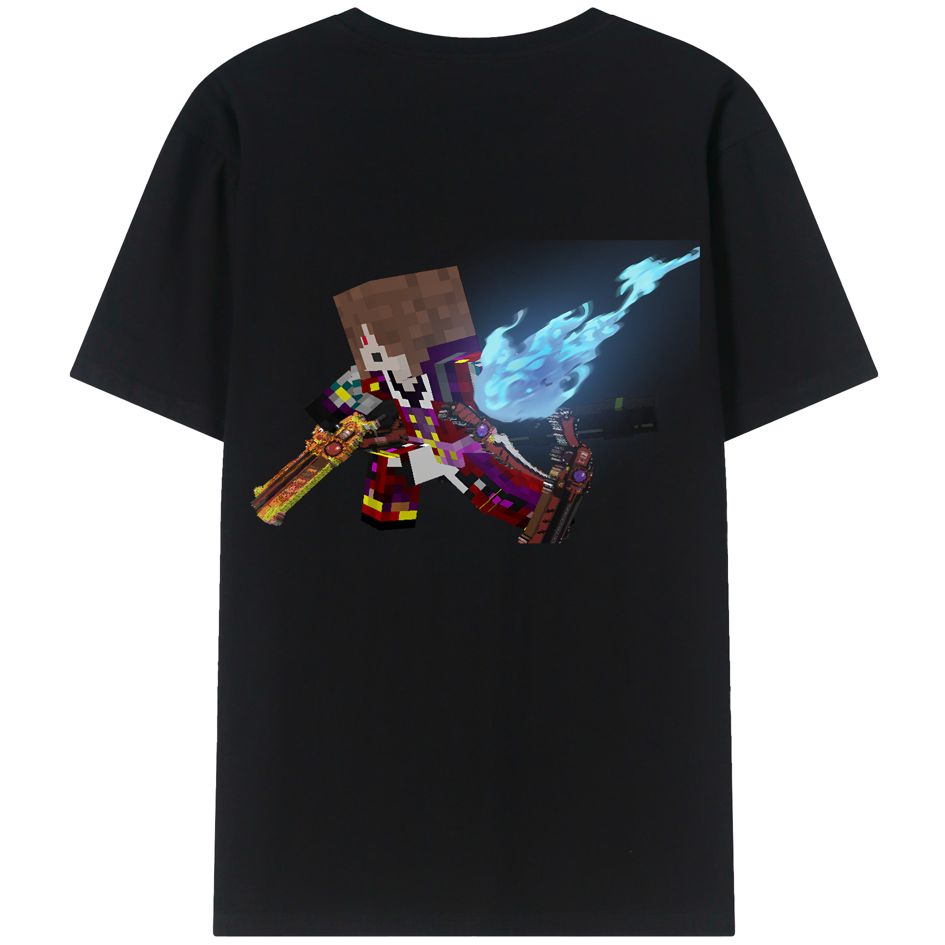（画像用） マインクラフト ブロックの世界 Minecraft MC Block world レディース半袖Tシャツ(バックプリント)