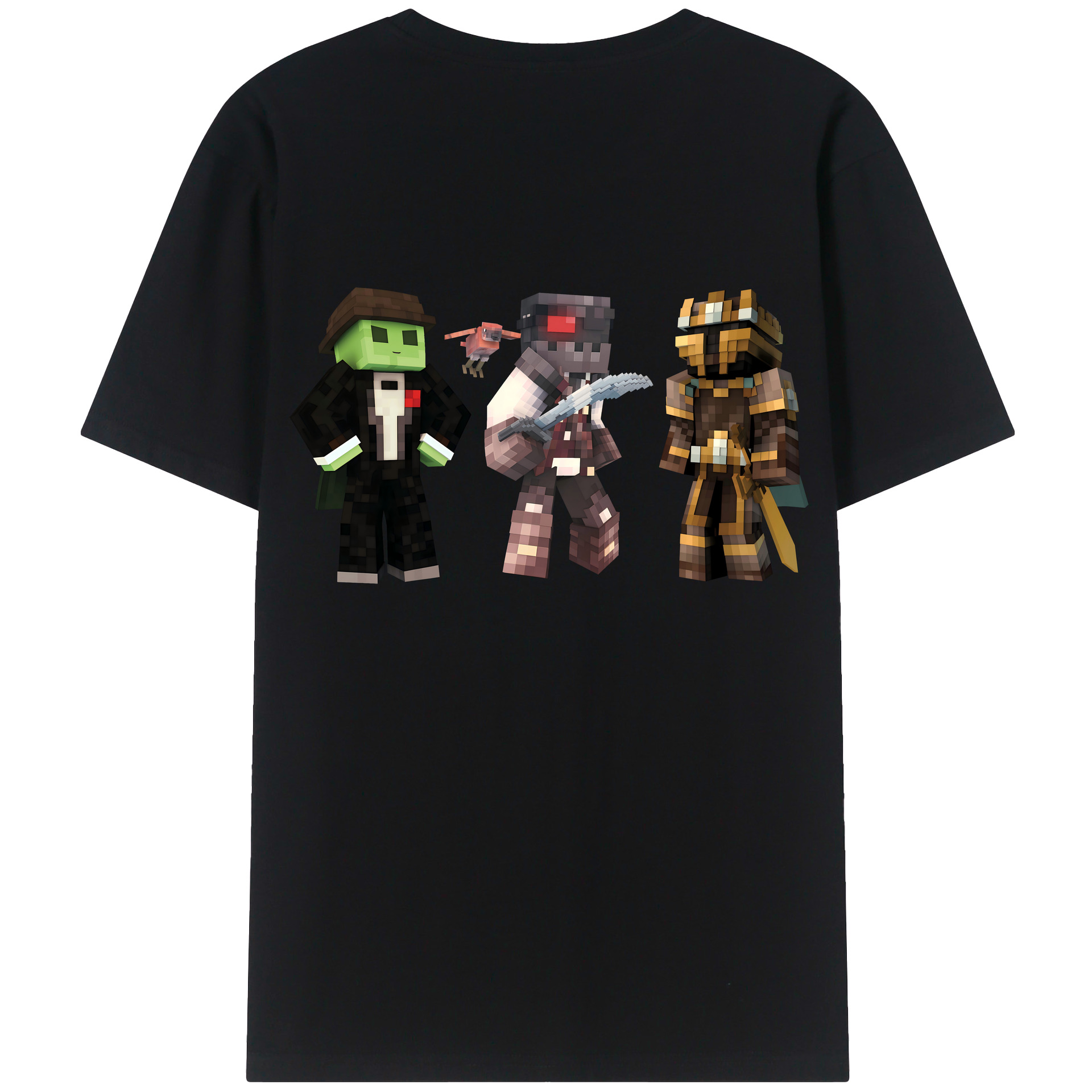 （画像用） マインクラフト ブロックの世界 Minecraft MC Block world レディース半袖Tシャツ(バックプリント)