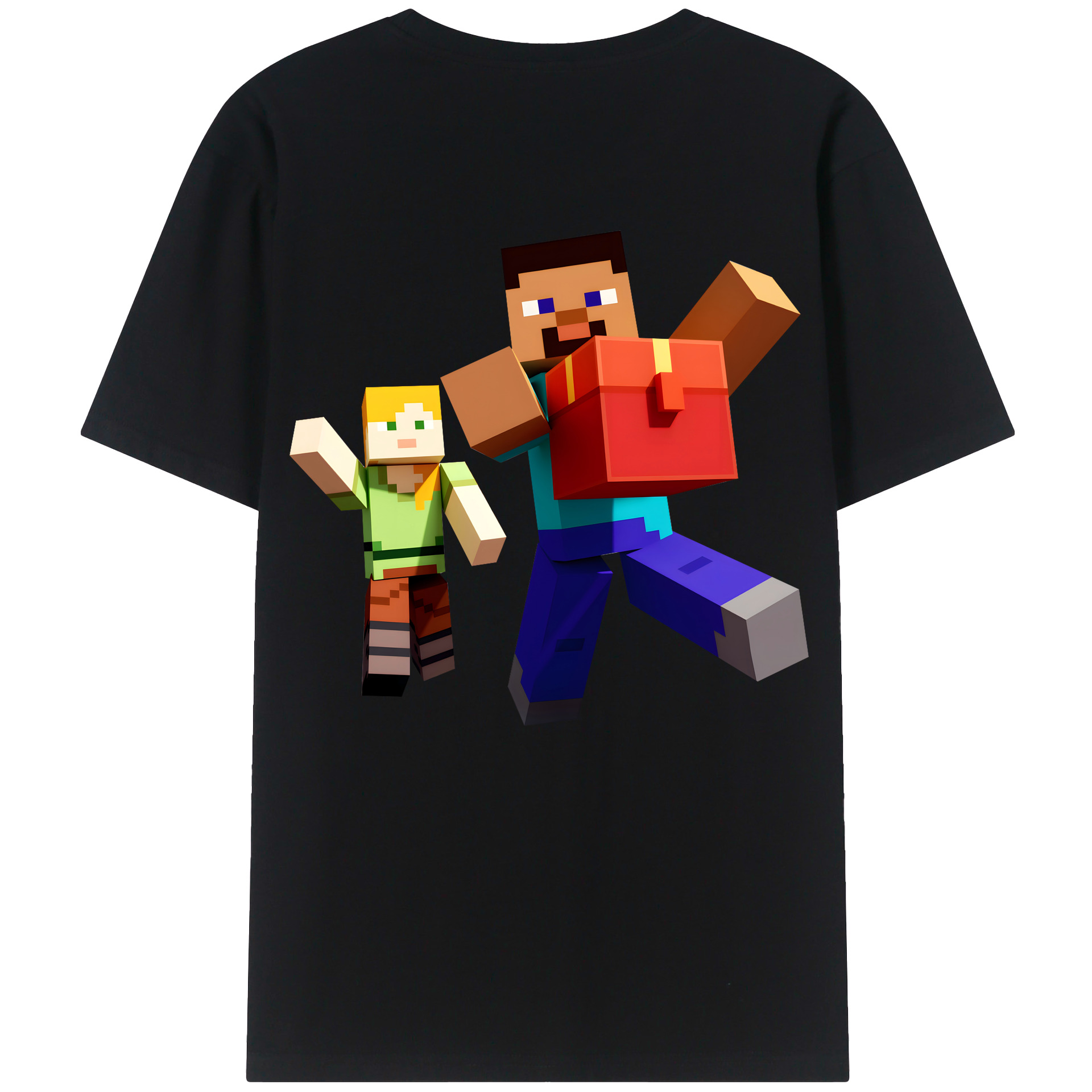 （画像用） マインクラフト ブロックの世界 Minecraft MC Block world レディース半袖Tシャツ(バックプリント)