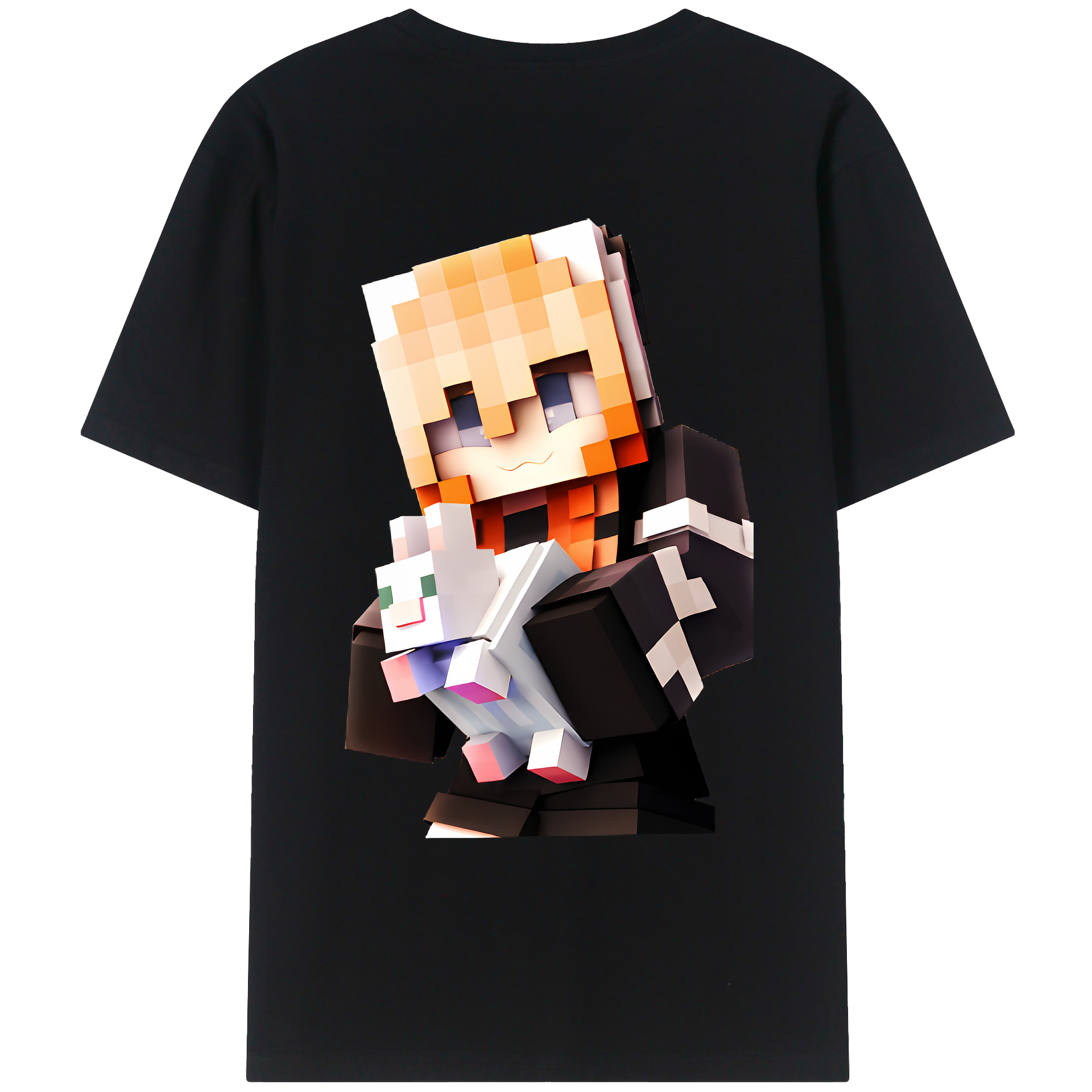 （画像用） マインクラフト ブロックの世界 Minecraft MC Block world レディース半袖Tシャツ(バックプリント)