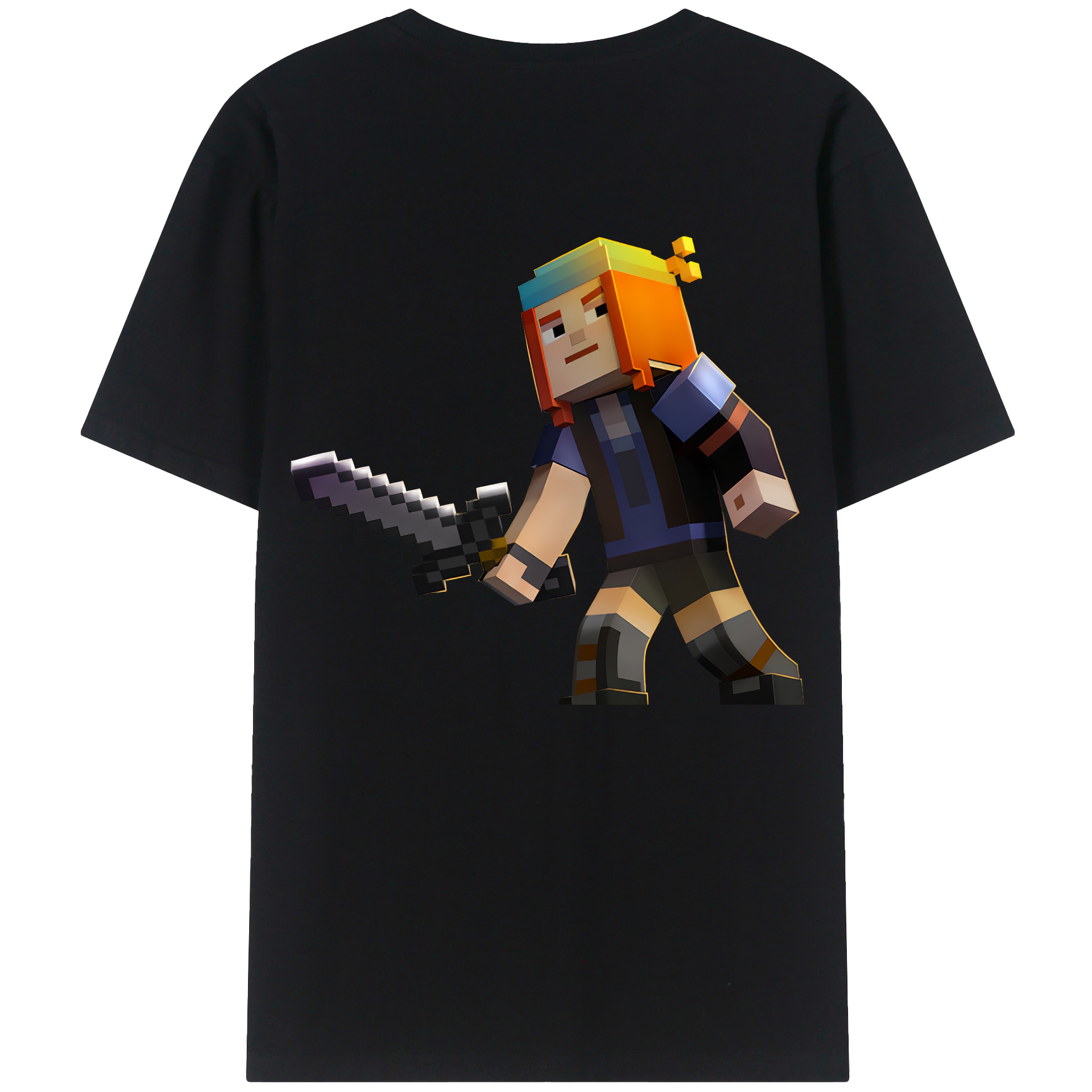 （画像用） マインクラフト ブロックの世界 Minecraft MC Block world レディース半袖Tシャツ(バックプリント)