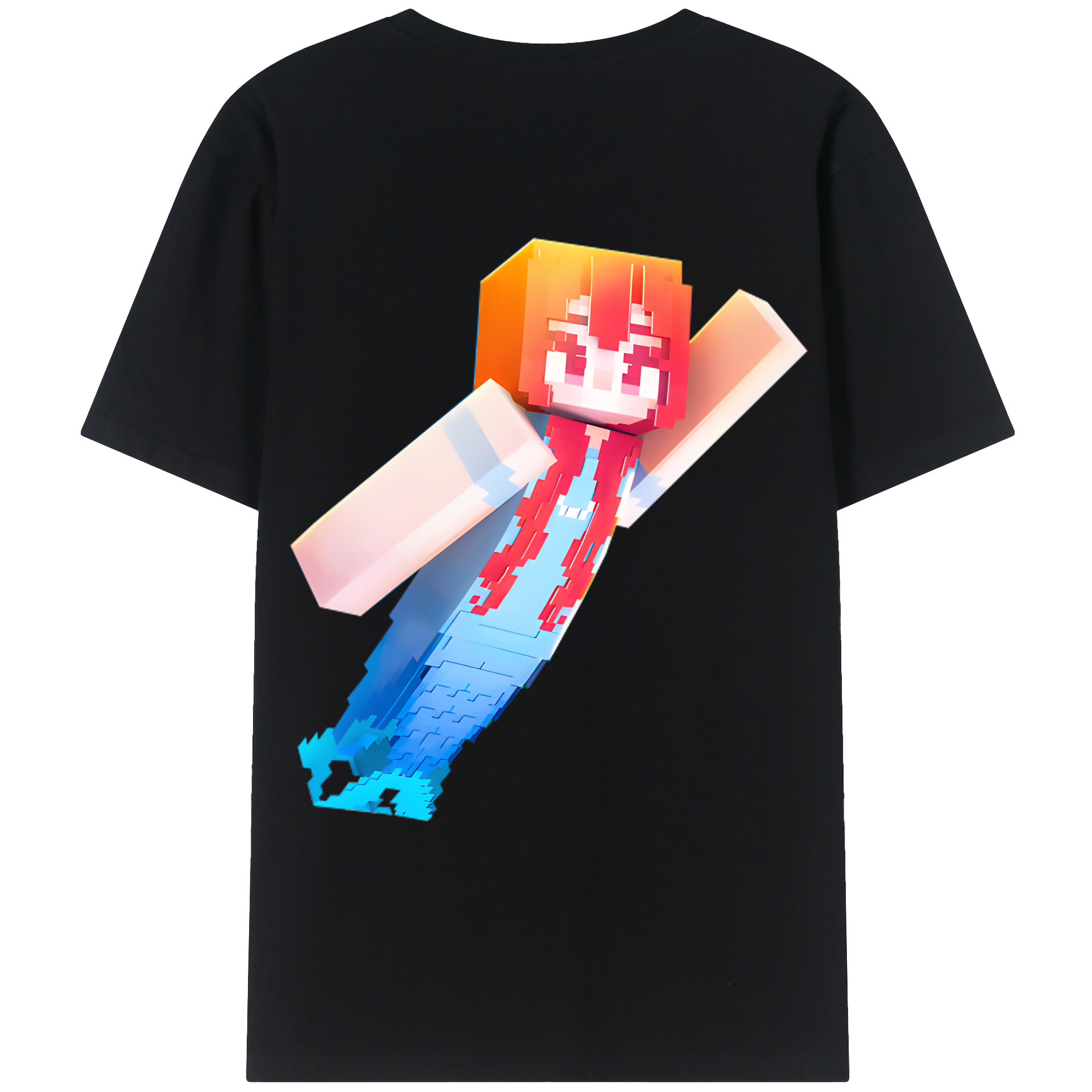（画像用） マインクラフト ブロックの世界 Minecraft MC Block world レディース半袖Tシャツ(バックプリント)