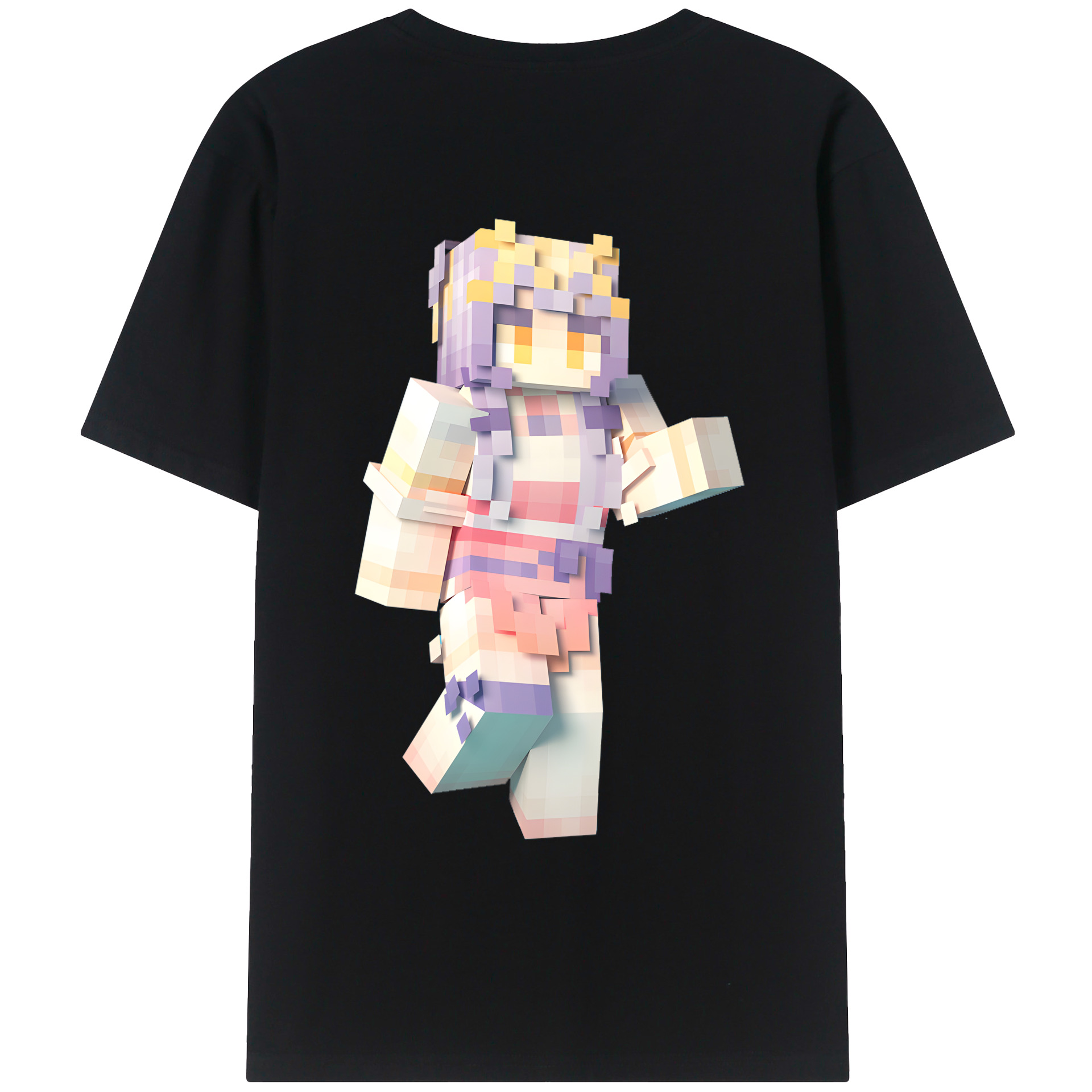 （画像用） マインクラフト ブロックの世界 Minecraft MC Block world レディース半袖Tシャツ(バックプリント)