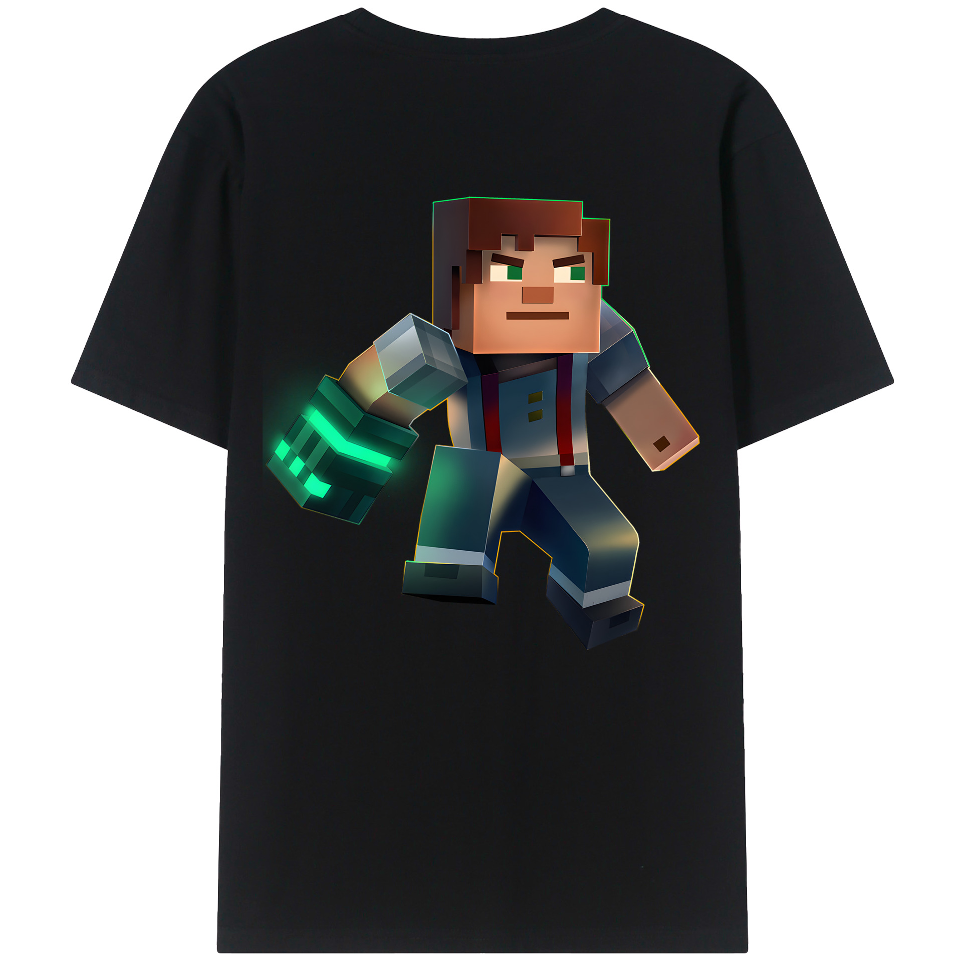 （画像用） マインクラフト ブロックの世界 Minecraft MC Block world レディース半袖Tシャツ(バックプリント)