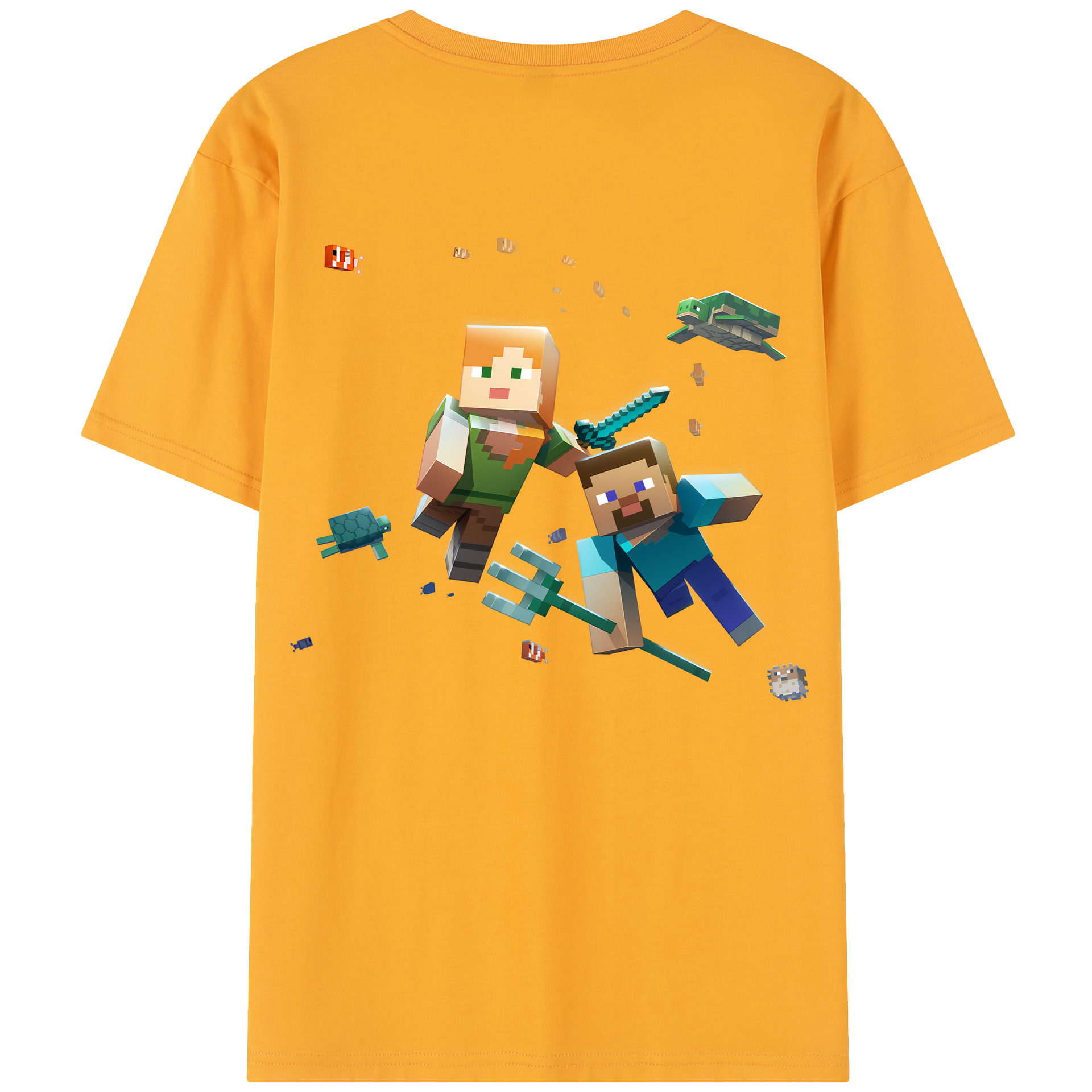 （画像用） マインクラフト ブロックの世界 Minecraft MC Block world レディース半袖Tシャツ(バックプリント)