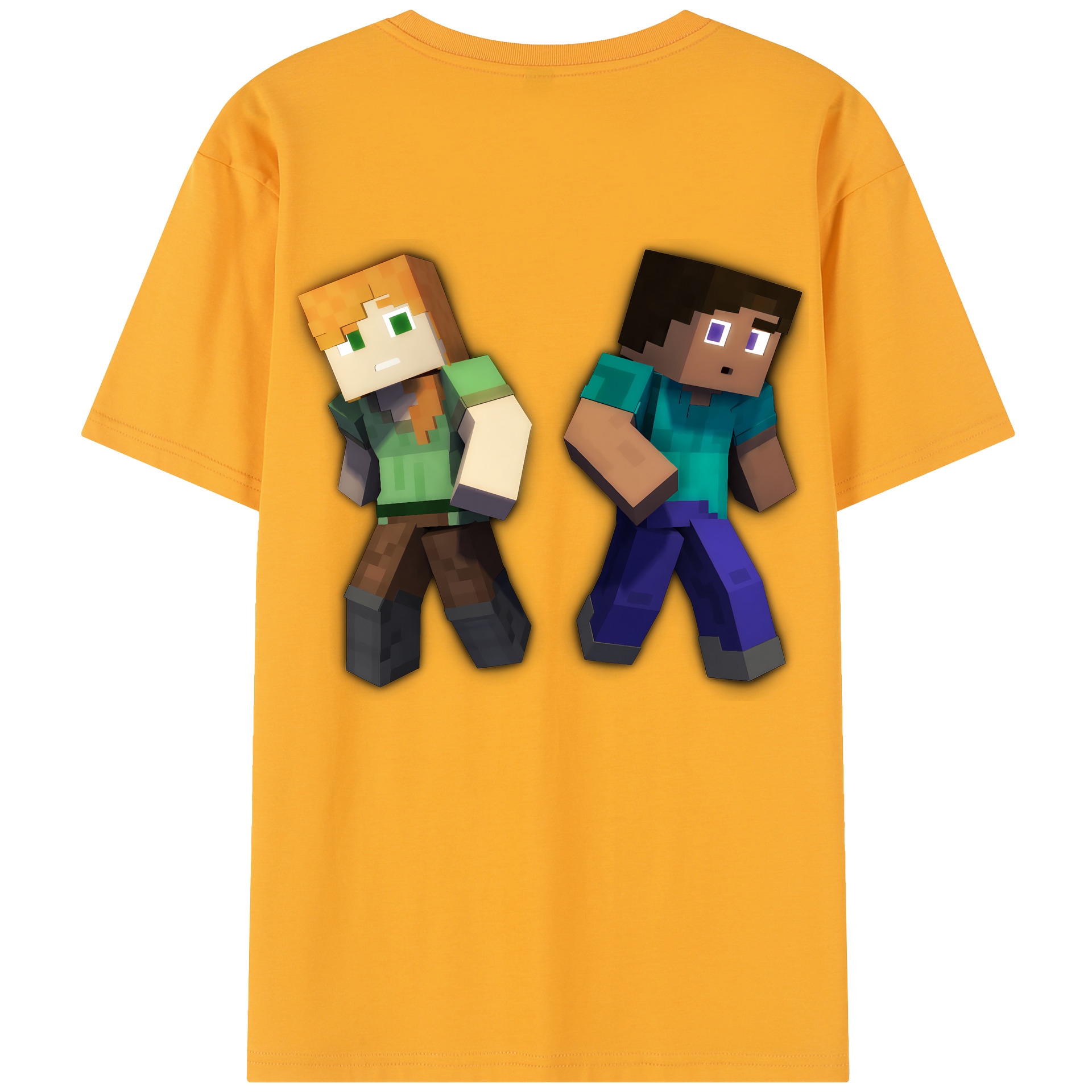 （画像用） マインクラフト ブロックの世界 Minecraft MC Block world レディース半袖Tシャツ(バックプリント)