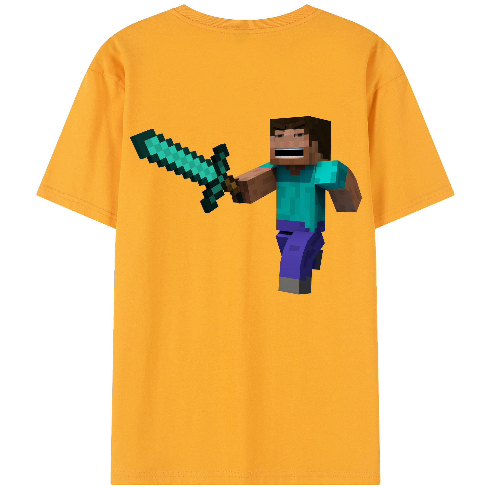 （画像用） マインクラフト ブロックの世界 Minecraft MC Block world レディース半袖Tシャツ(バックプリント)