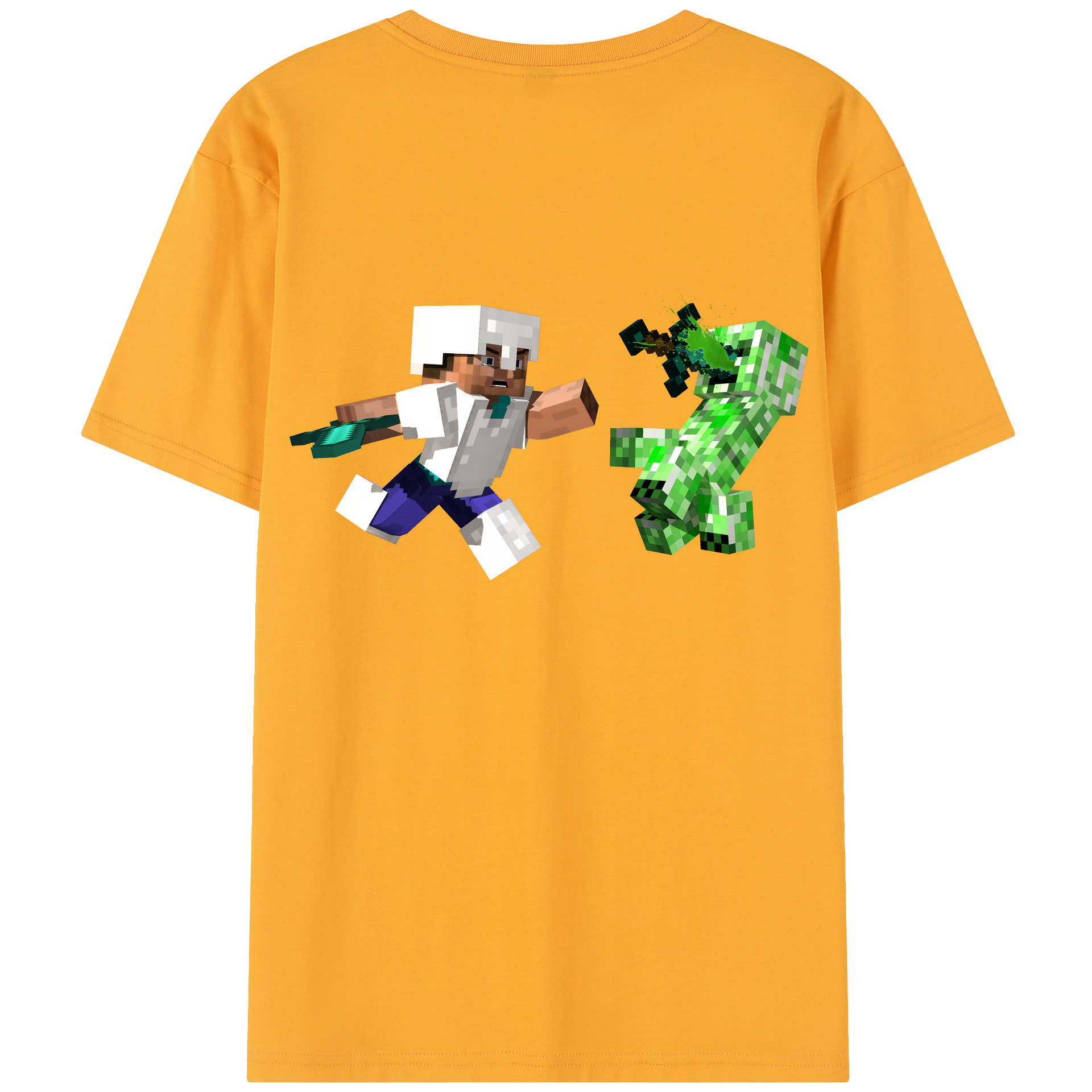 （画像用） マインクラフト ブロックの世界 Minecraft MC Block world レディース半袖Tシャツ(バックプリント)