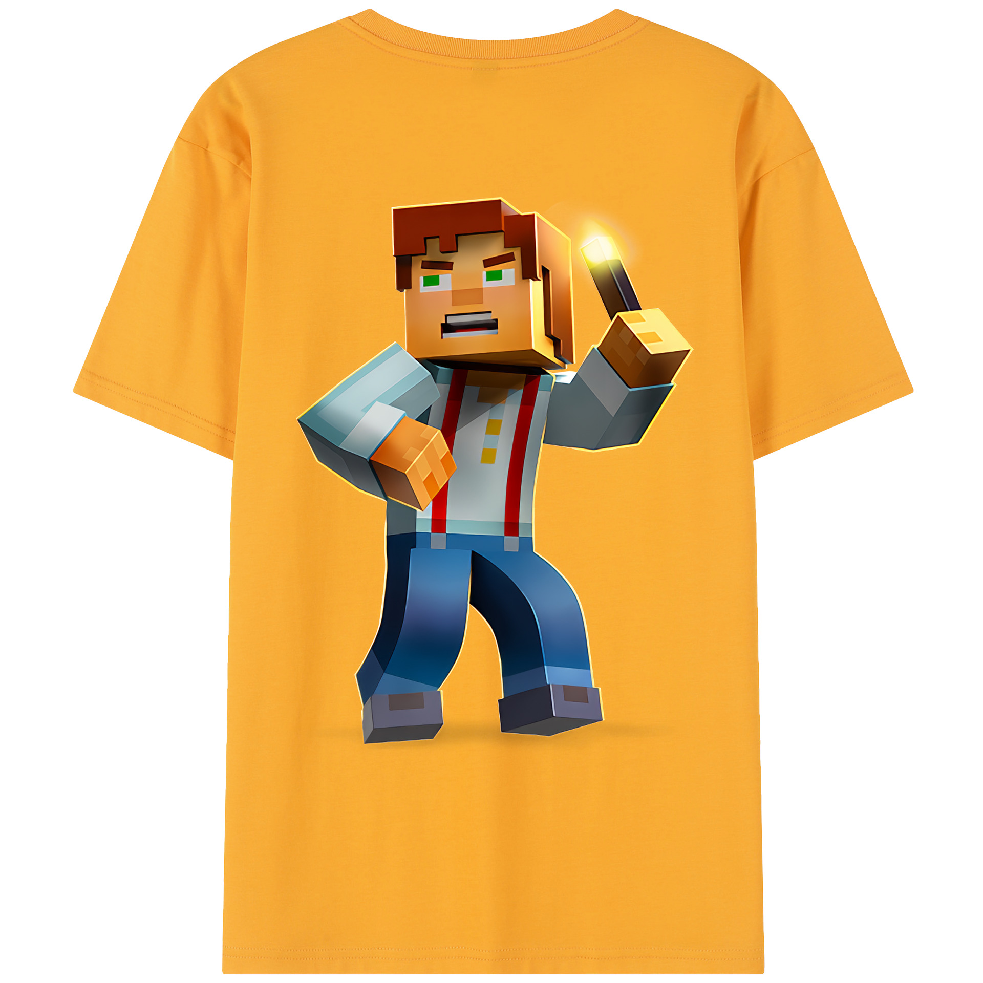 （画像用） マインクラフト ブロックの世界 Minecraft MC Block world レディース半袖Tシャツ(バックプリント)