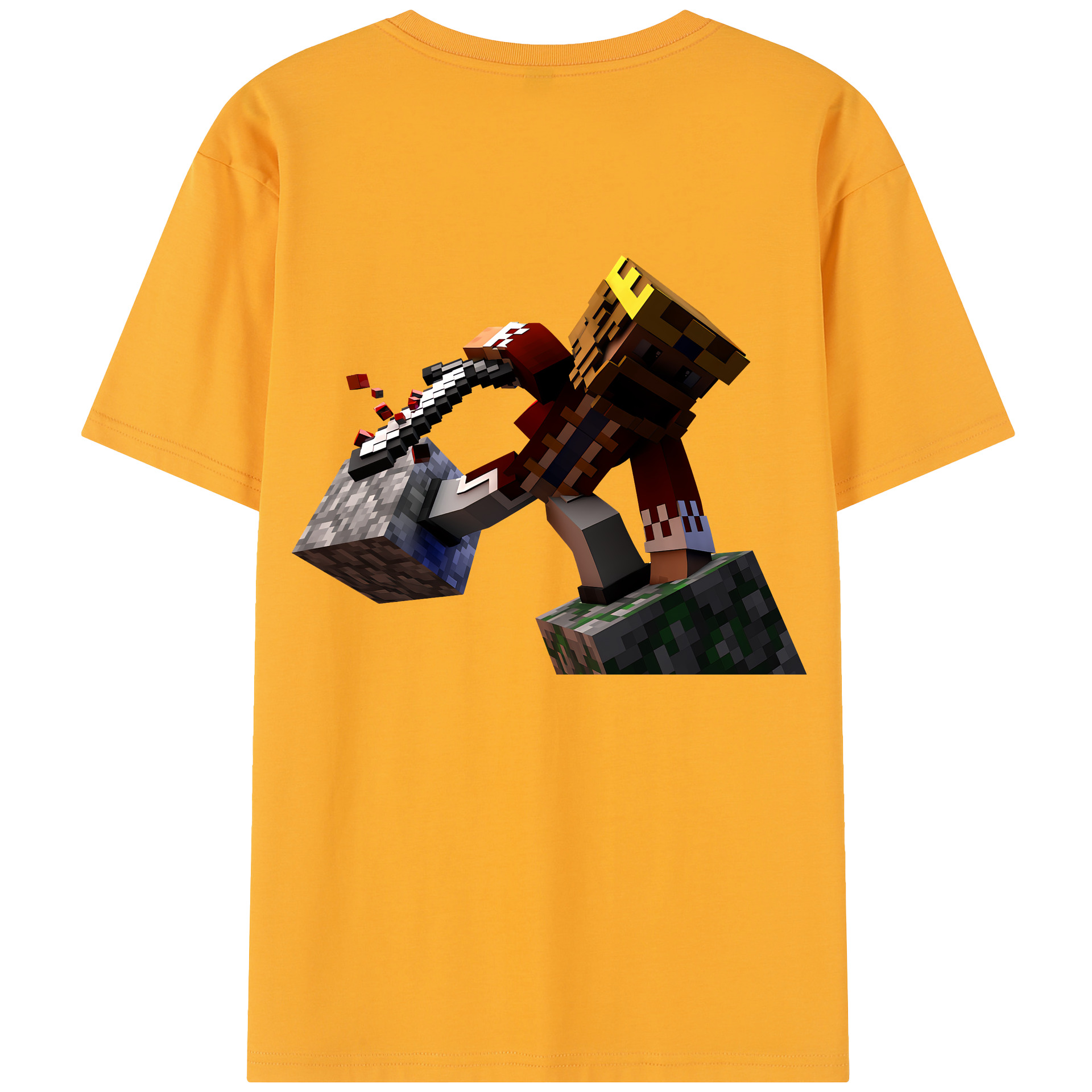（画像用） マインクラフト ブロックの世界 Minecraft MC Block world レディース半袖Tシャツ(バックプリント)