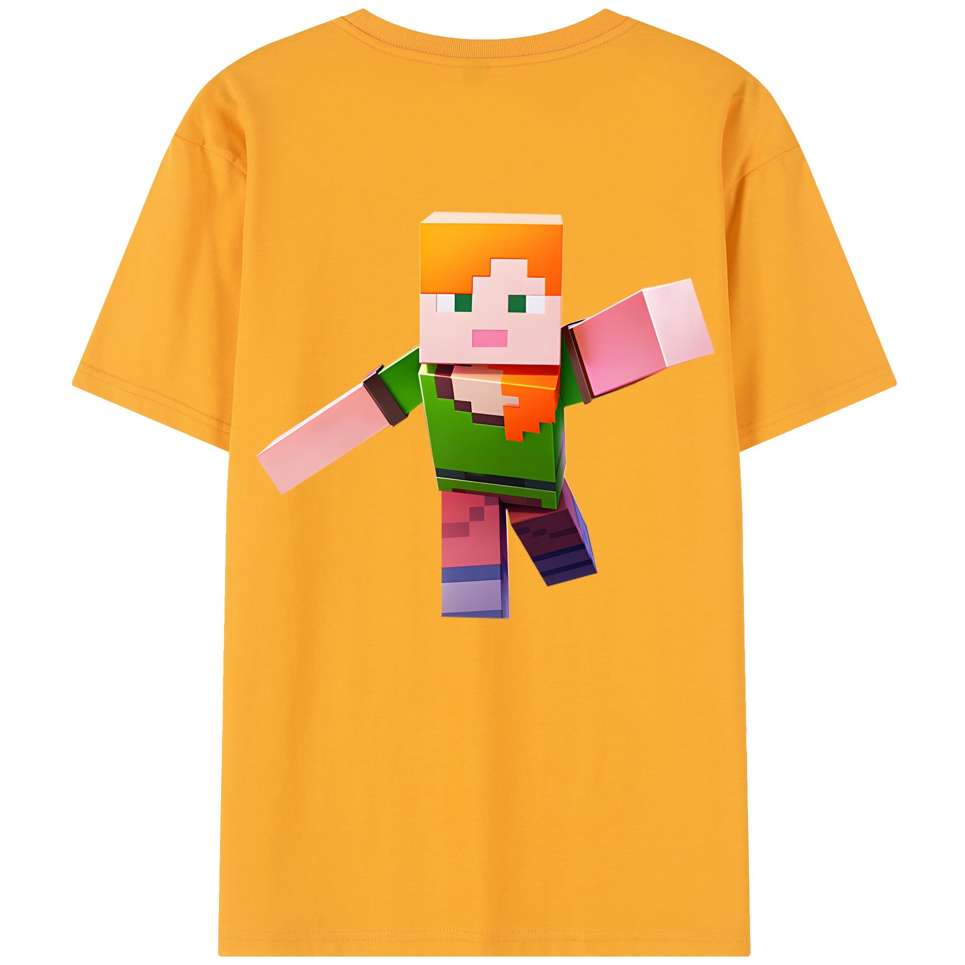 （画像用） マインクラフト ブロックの世界 Minecraft MC Block world レディース半袖Tシャツ(バックプリント)