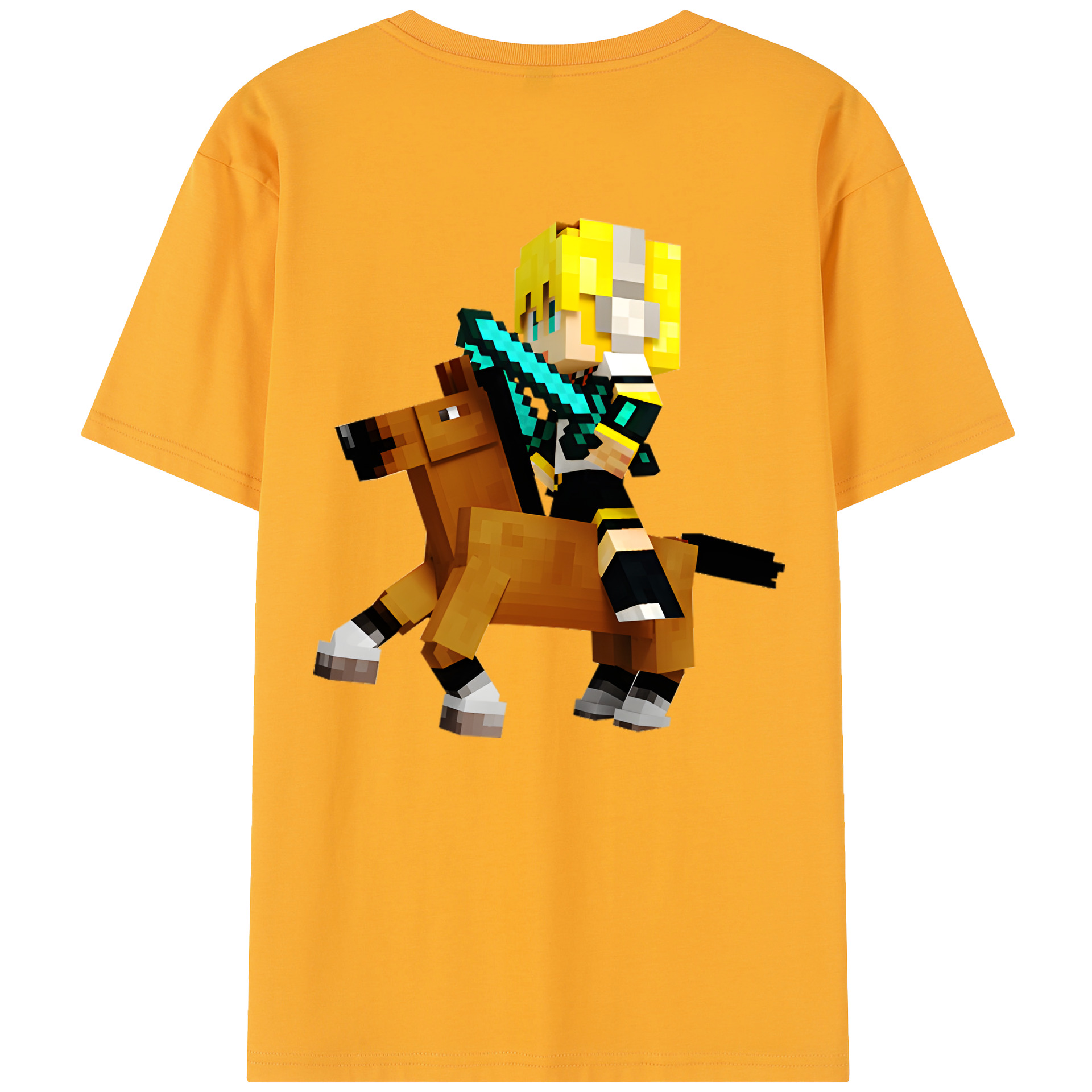 （画像用） マインクラフト ブロックの世界 Minecraft MC Block world レディース半袖Tシャツ(バックプリント)