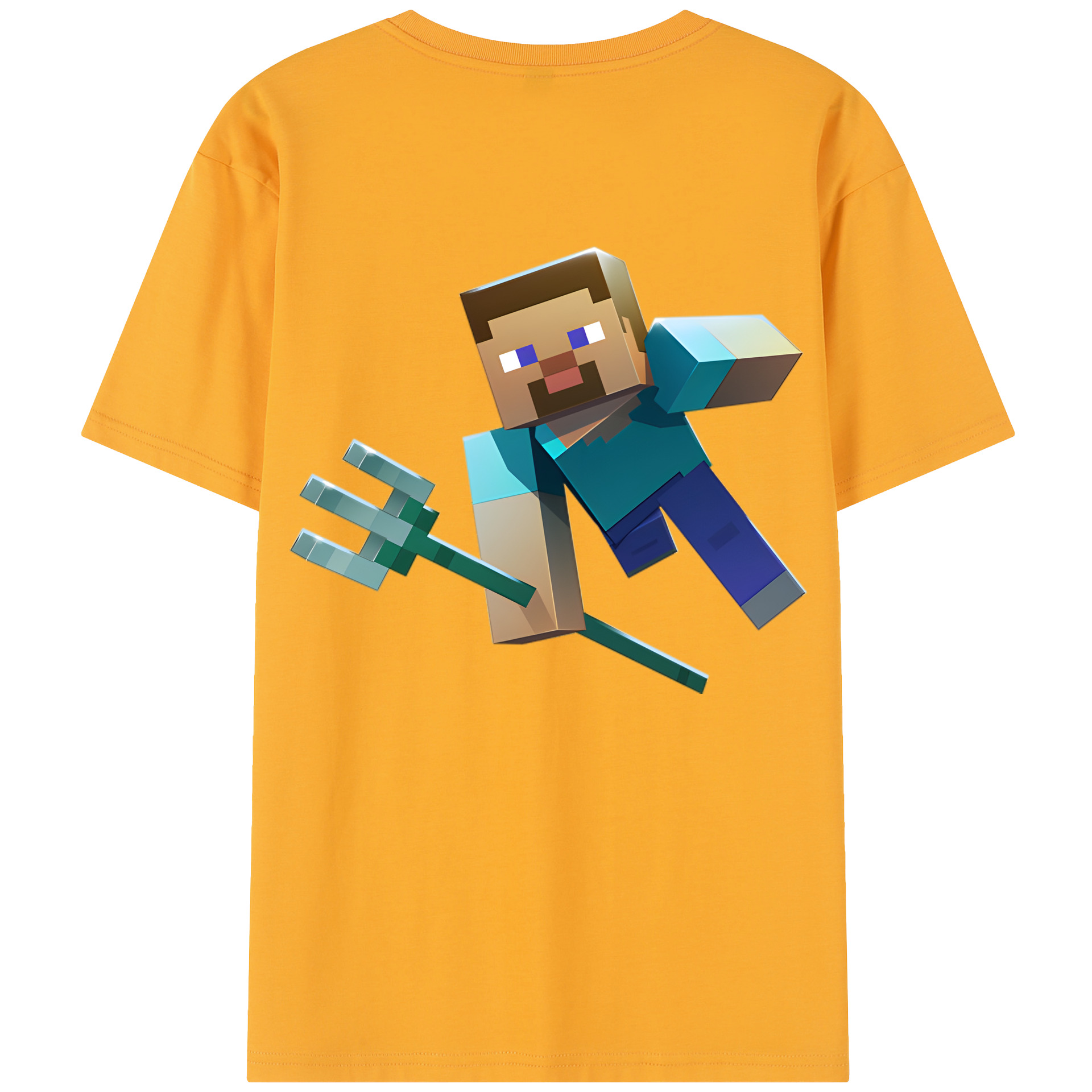 （画像用） マインクラフト ブロックの世界 Minecraft MC Block world レディース半袖Tシャツ(バックプリント)