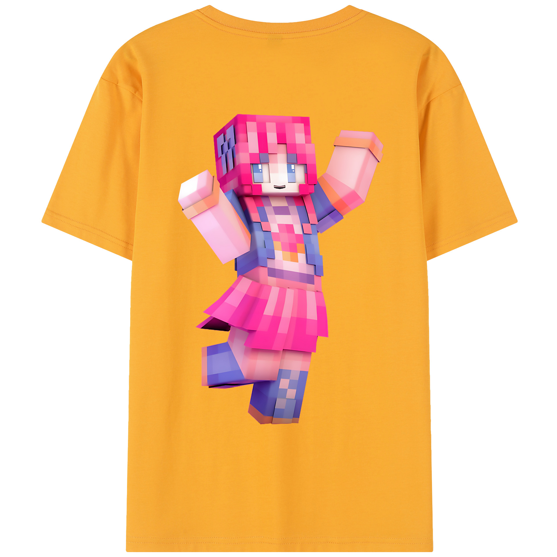 （画像用） マインクラフト ブロックの世界 Minecraft MC Block world レディース半袖Tシャツ(バックプリント)
