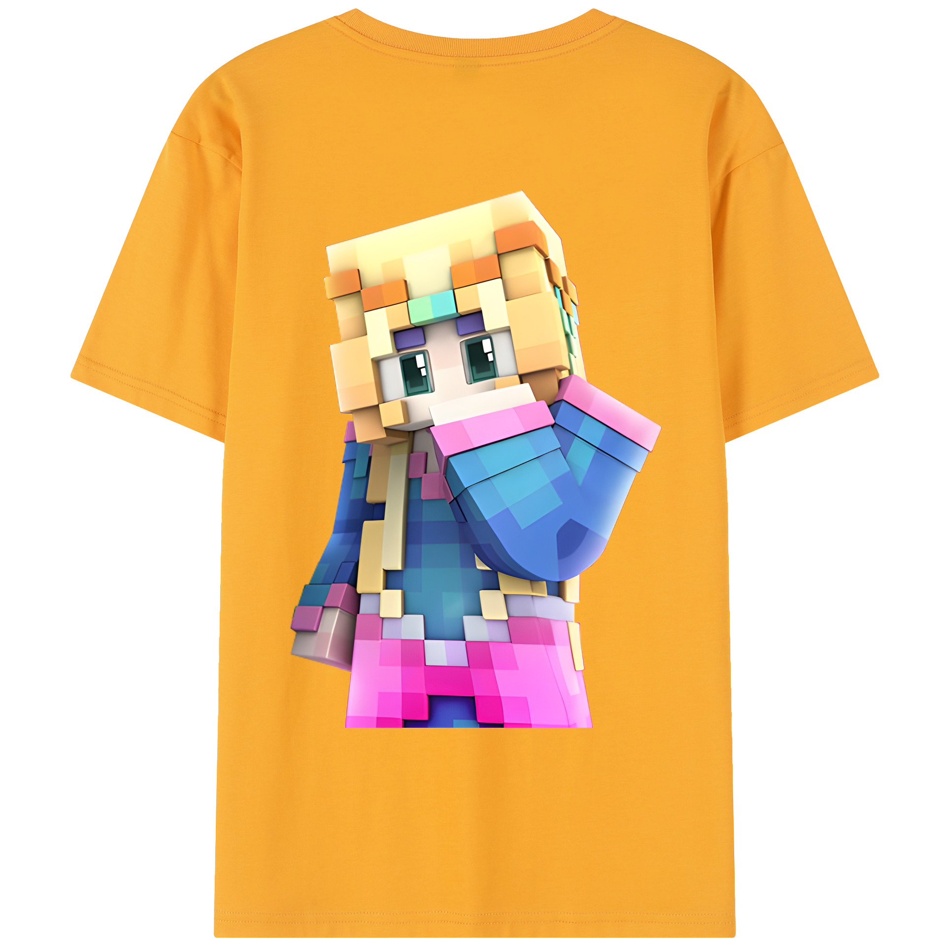 （画像用） マインクラフト ブロックの世界 Minecraft MC Block world レディース半袖Tシャツ(バックプリント)