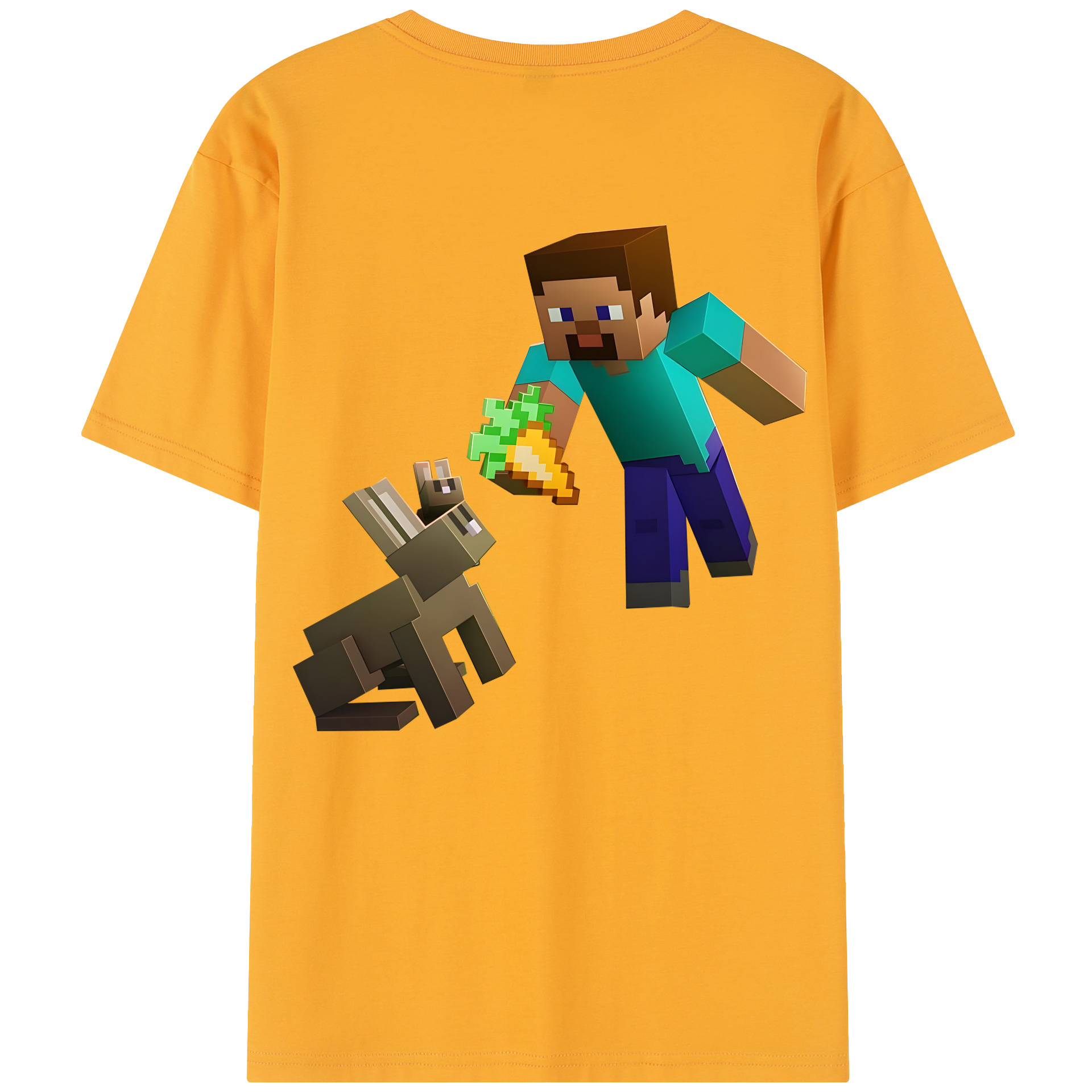 （画像用） マインクラフト ブロックの世界 Minecraft MC Block world レディース半袖Tシャツ(バックプリント)