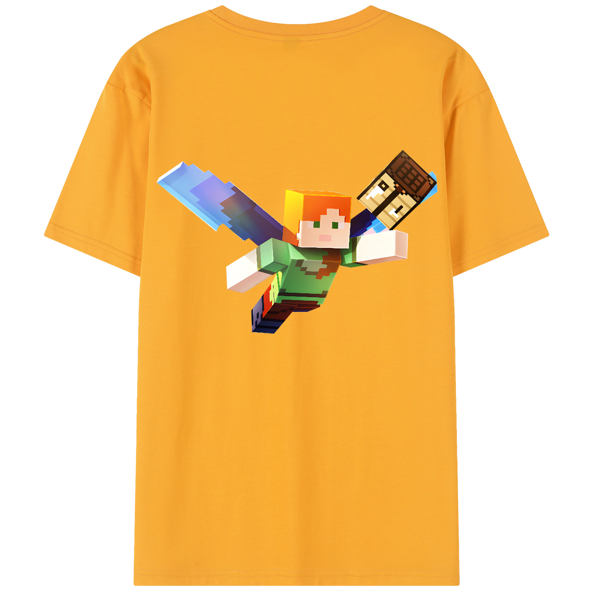 （画像用） マインクラフト ブロックの世界 Minecraft MC Block world レディース半袖Tシャツ(バックプリント)