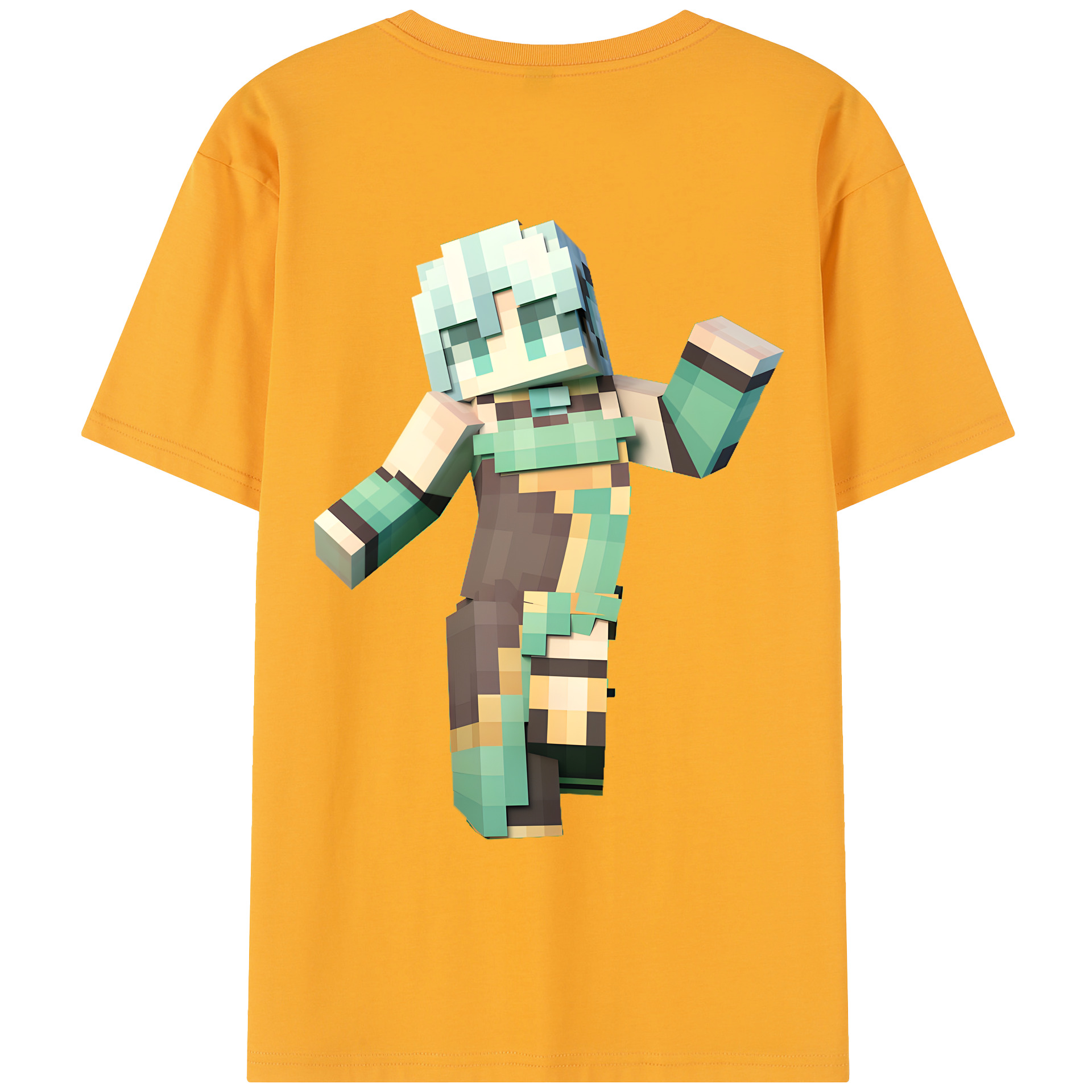 （画像用） マインクラフト ブロックの世界 Minecraft MC Block world レディース半袖Tシャツ(バックプリント)