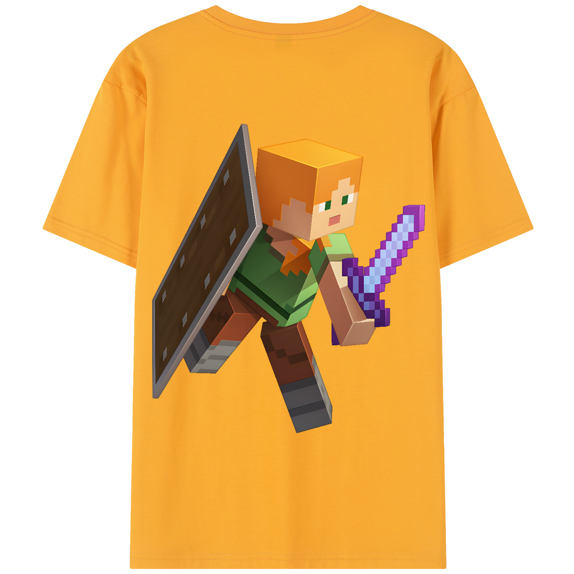 （画像用） マインクラフト ブロックの世界 Minecraft MC Block world レディース半袖Tシャツ(バックプリント)