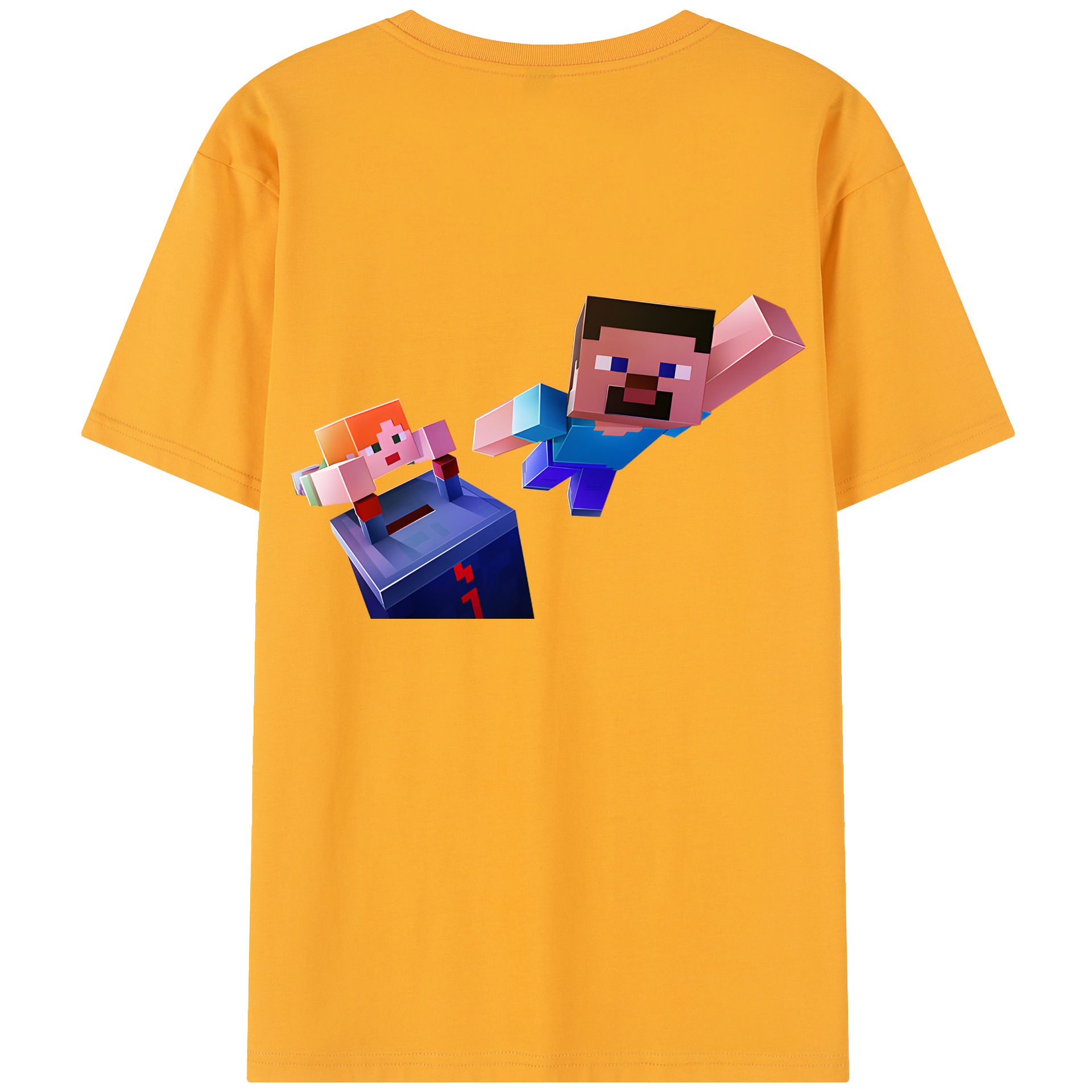 （画像用） マインクラフト ブロックの世界 Minecraft MC Block world レディース半袖Tシャツ(バックプリント)
