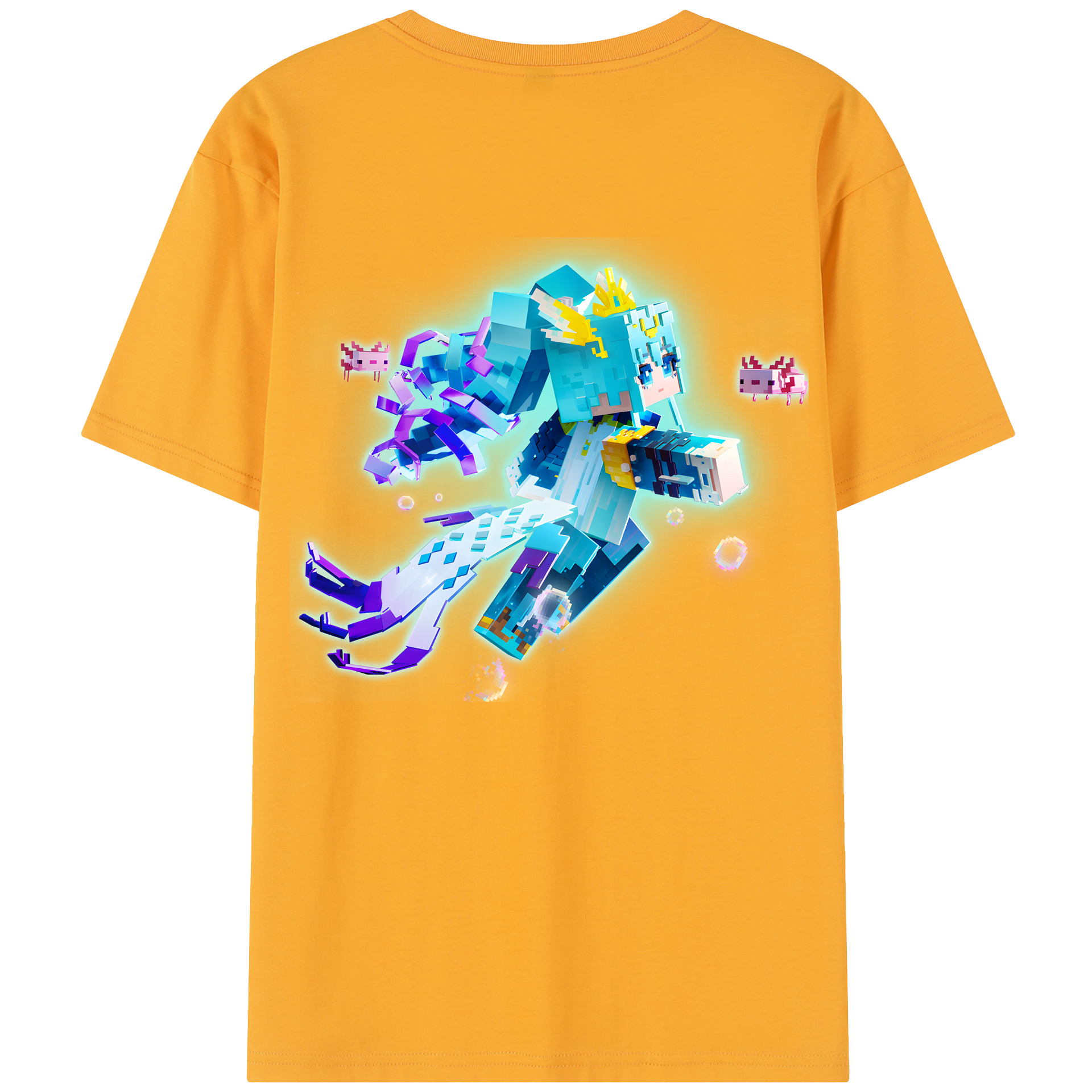 （画像用） マインクラフト ブロックの世界 Minecraft MC Block world レディース半袖Tシャツ(バックプリント)