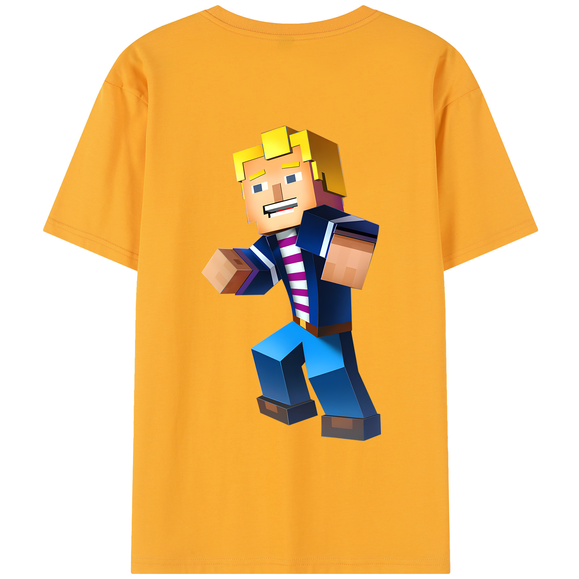 （画像用） マインクラフト ブロックの世界 Minecraft MC Block world レディース半袖Tシャツ(バックプリント)