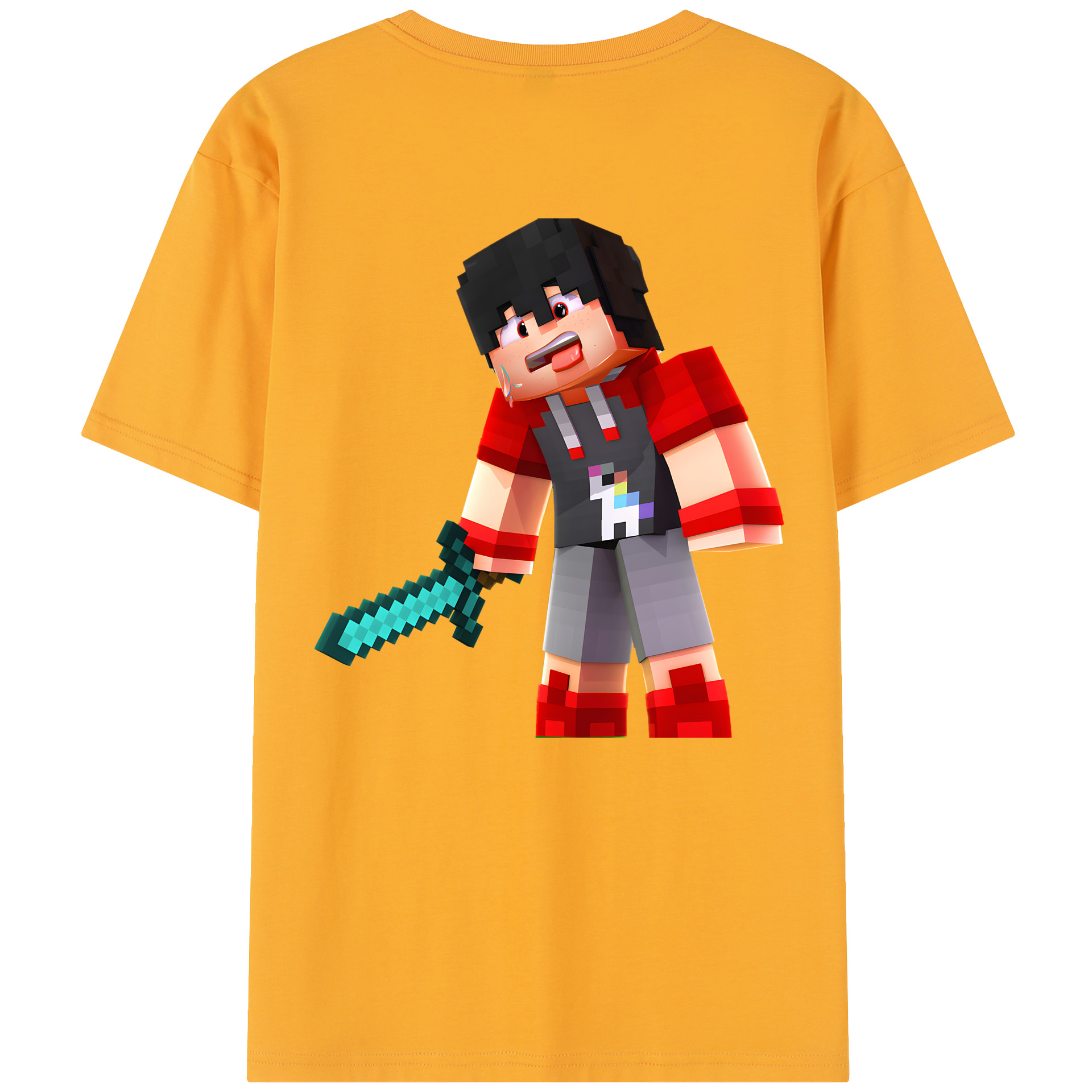 （画像用） マインクラフト ブロックの世界 Minecraft MC Block world レディース半袖Tシャツ(バックプリント)