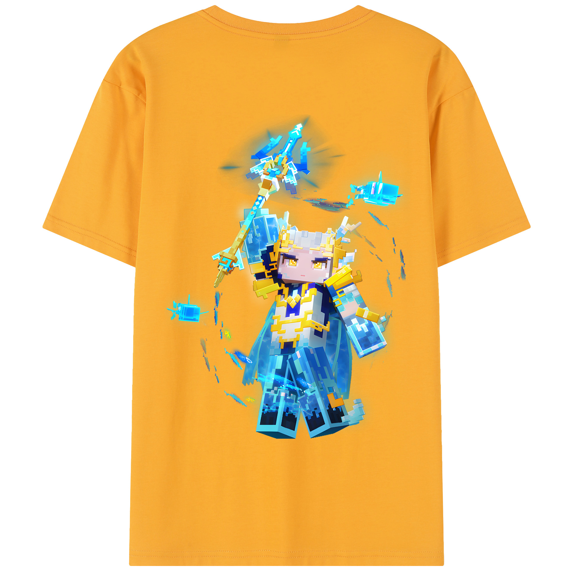 （画像用） マインクラフト ブロックの世界 Minecraft MC Block world レディース半袖Tシャツ(バックプリント)