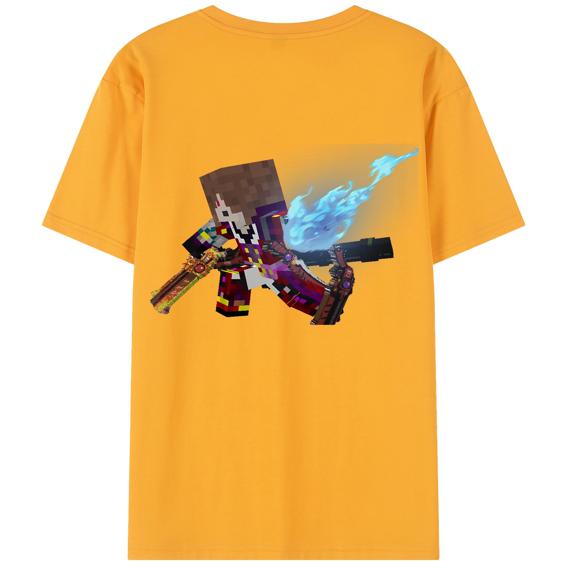 （画像用） マインクラフト ブロックの世界 Minecraft MC Block world レディース半袖Tシャツ(バックプリント)