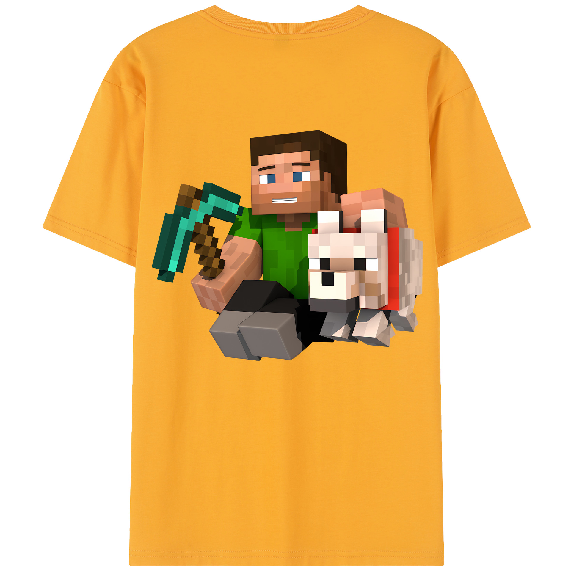 （画像用） マインクラフト ブロックの世界 Minecraft MC Block world レディース半袖Tシャツ(バックプリント)
